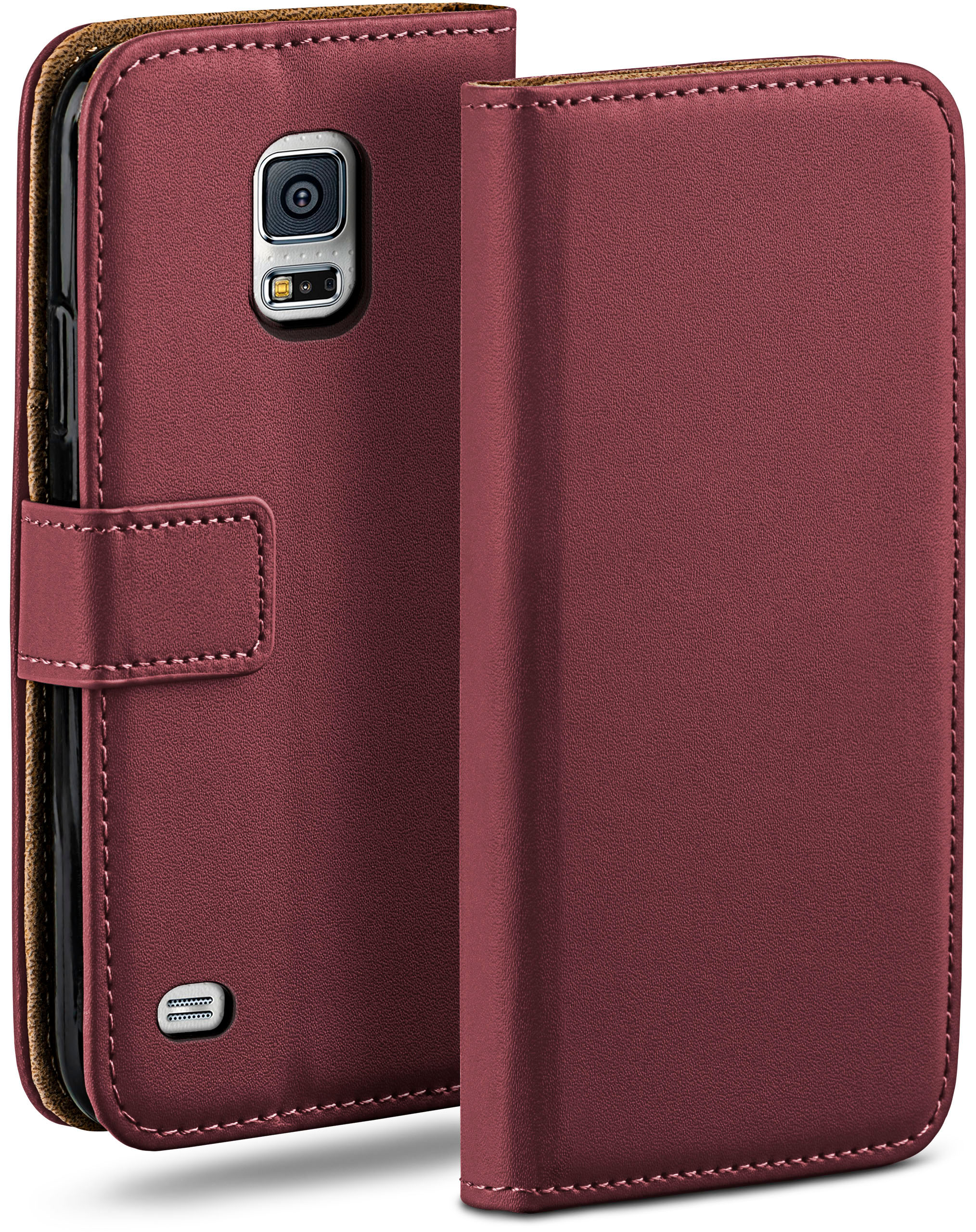 MOEX Book Case, Bookcover, Samsung, S5 Galaxy Maroon-Red Mini