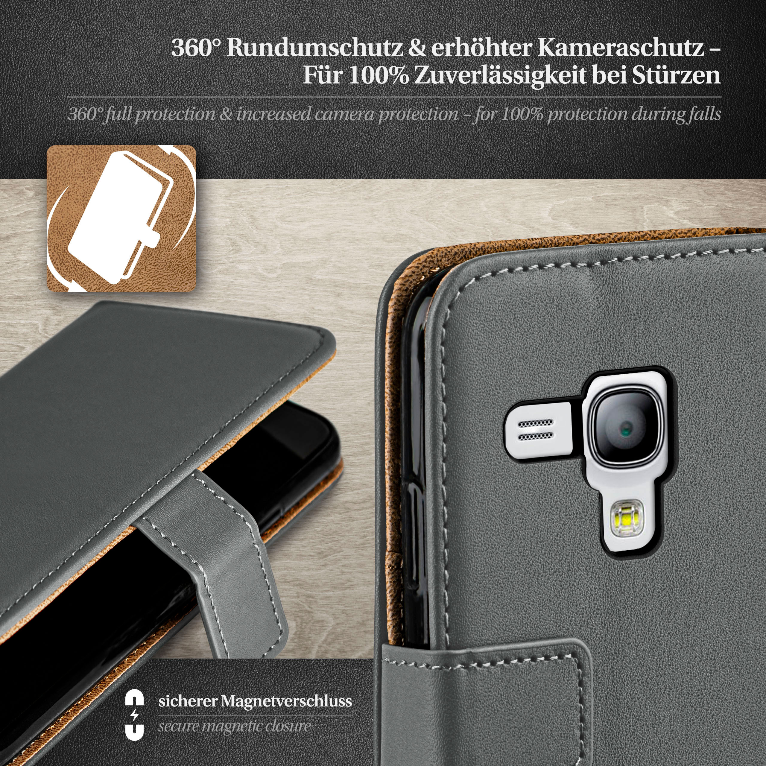 MOEX Book Galaxy Mini, Case, Anthracite-Gray Samsung, Bookcover, S3
