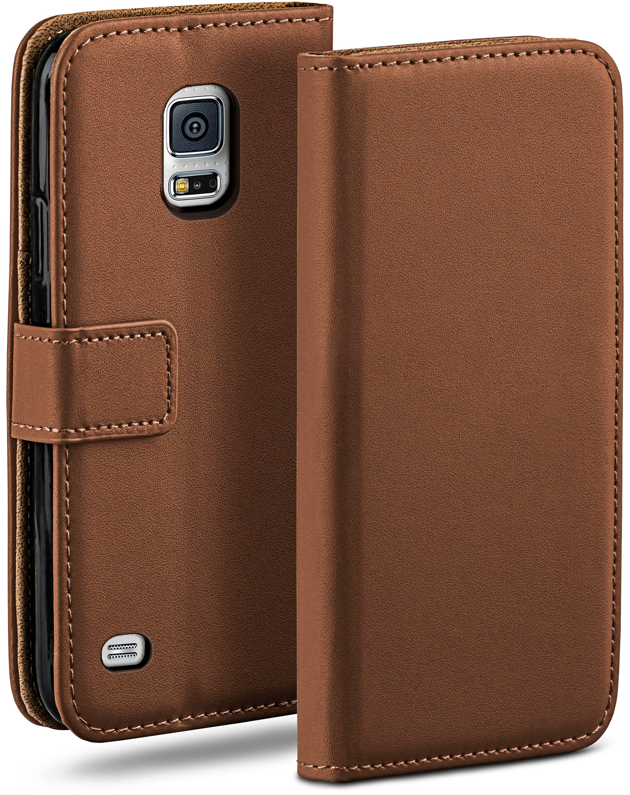 MOEX Book Galaxy Bookcover, Mini, S5 Case, Umber-Brown Samsung
