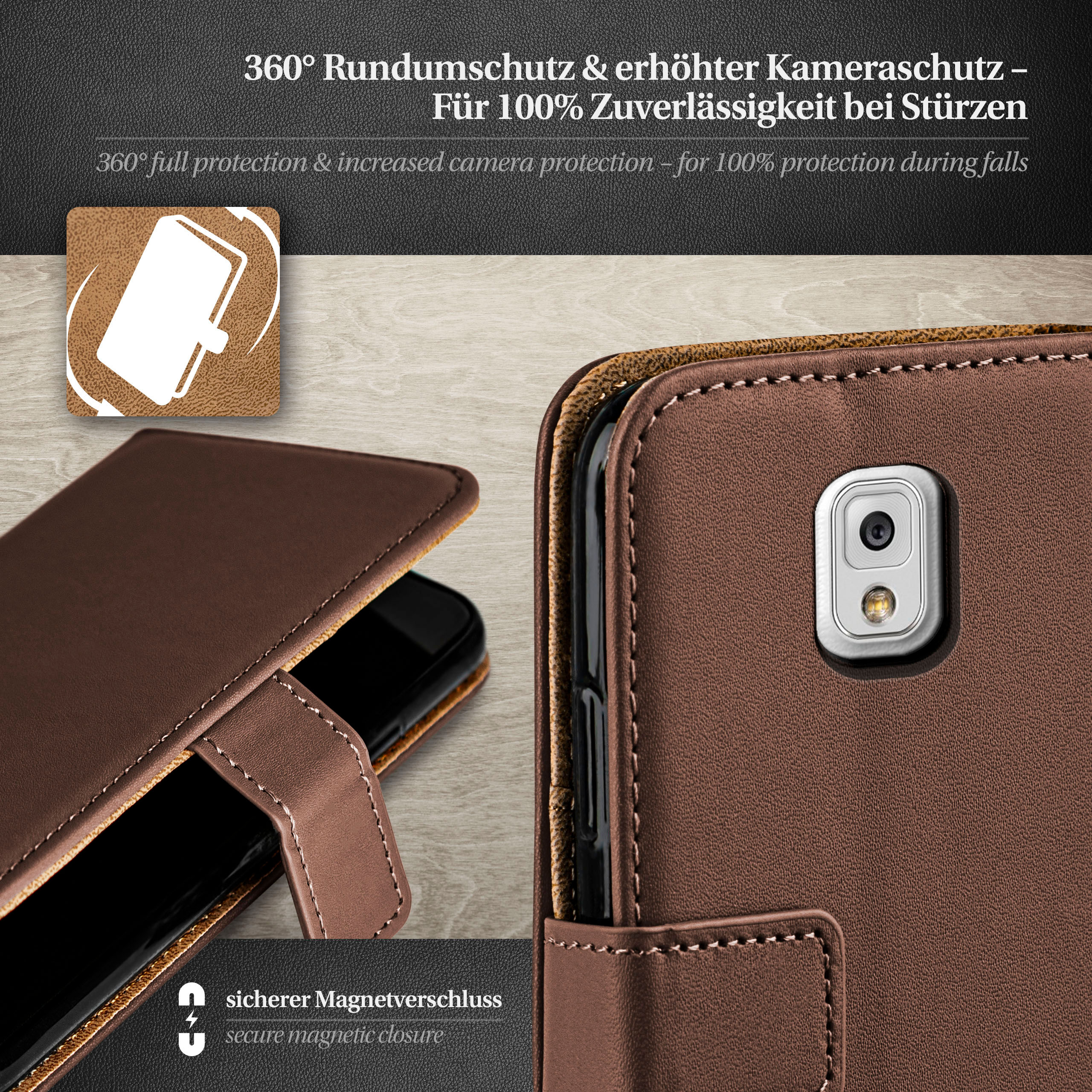 MOEX Book Bookcover, Note Samsung, Oxide-Brown Case, Galaxy 3