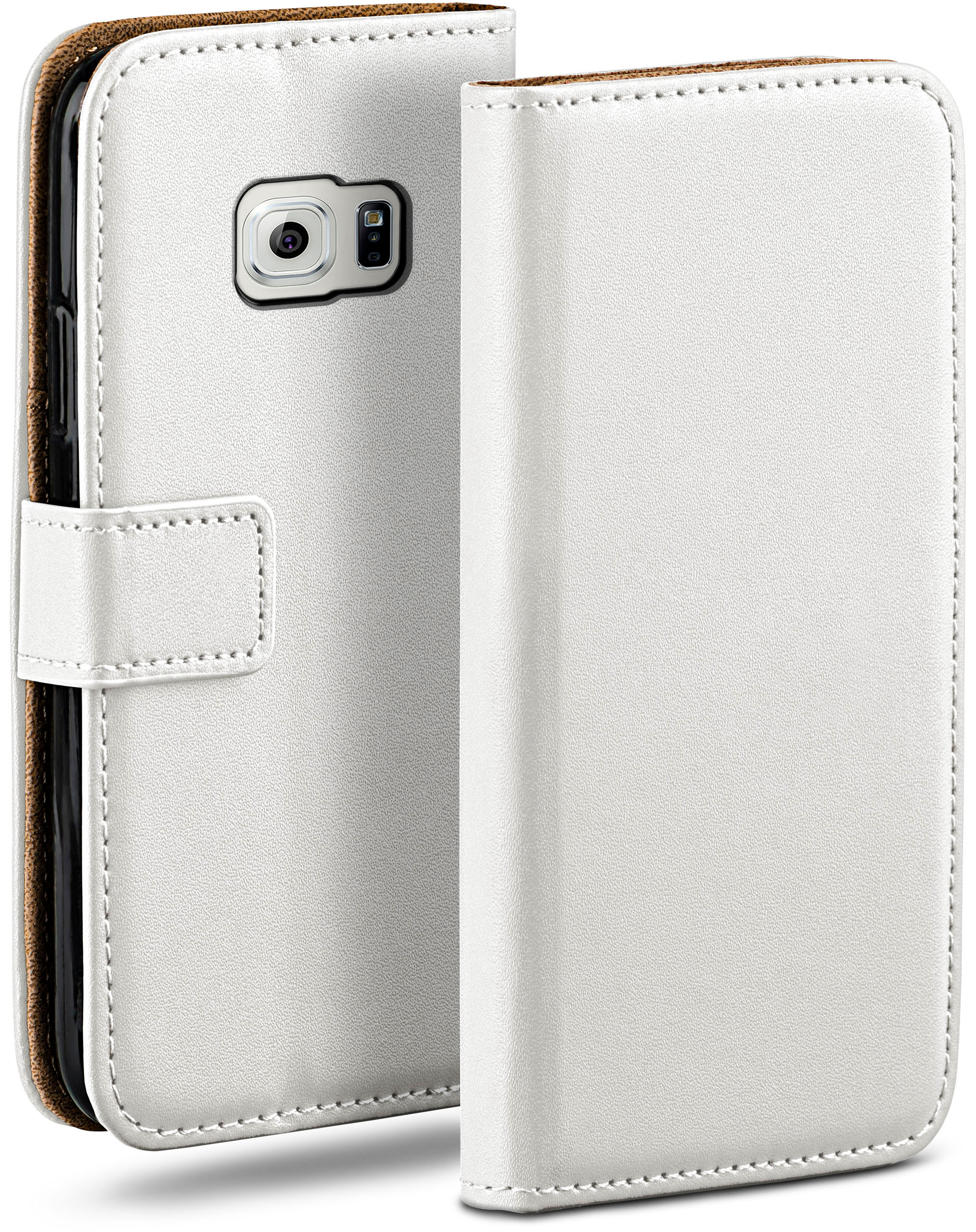 MOEX Book Pearl-White Case, Samsung, S6, Bookcover, Galaxy