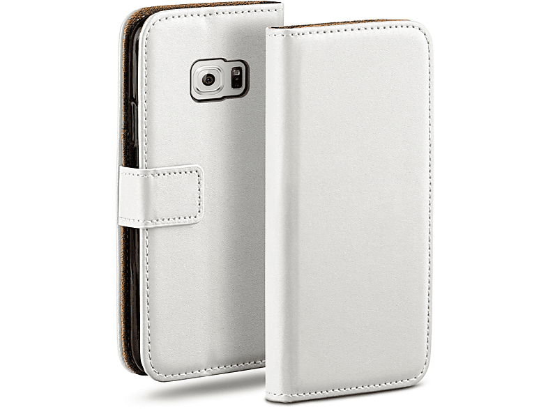 MOEX Book Pearl-White Case, Samsung, S6, Bookcover, Galaxy