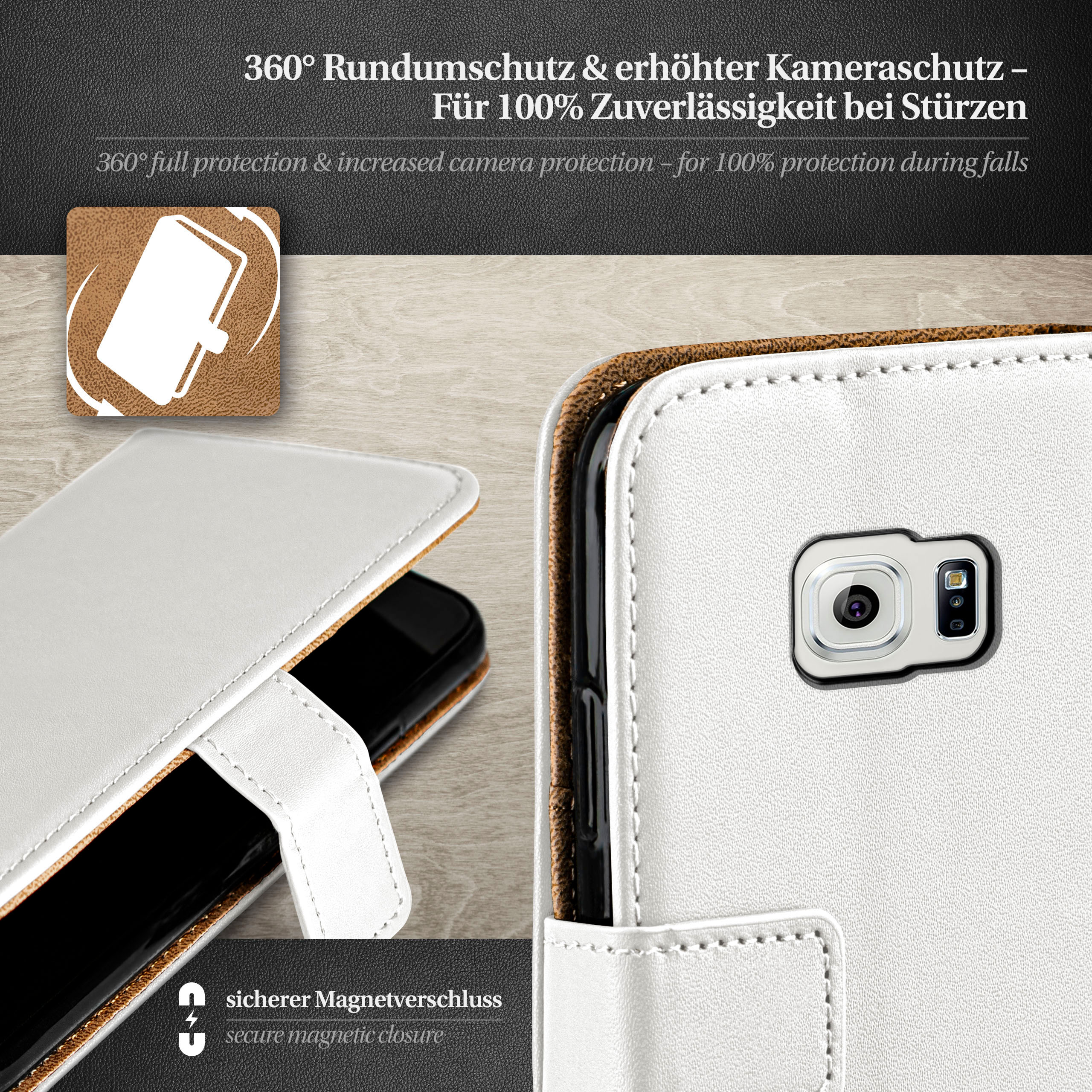 MOEX Book Case, Bookcover, S6, Galaxy Pearl-White Samsung