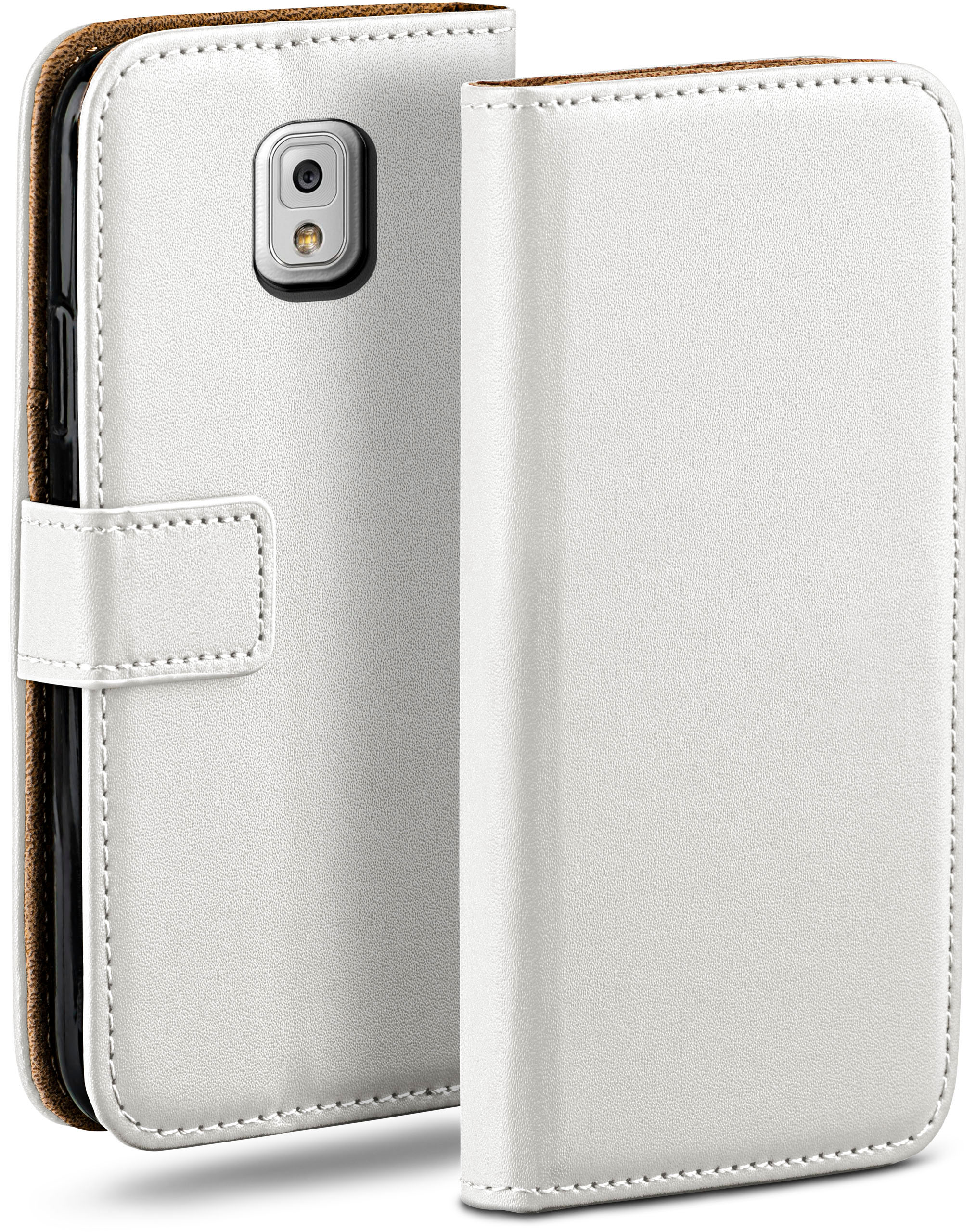 Book Samsung, 3, Case, MOEX Bookcover, Note Pearl-White Galaxy