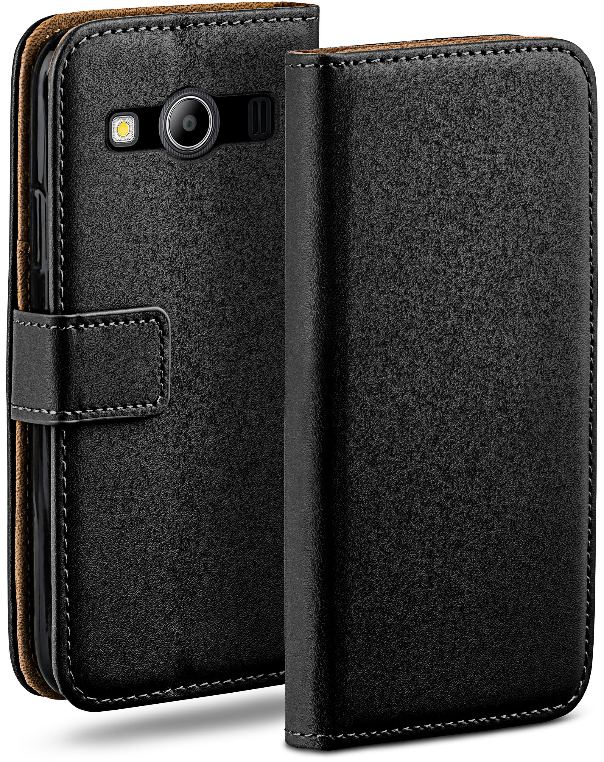 Bookcover, Case, Deep-Black Book Samsung, Galaxy Style, Ace MOEX