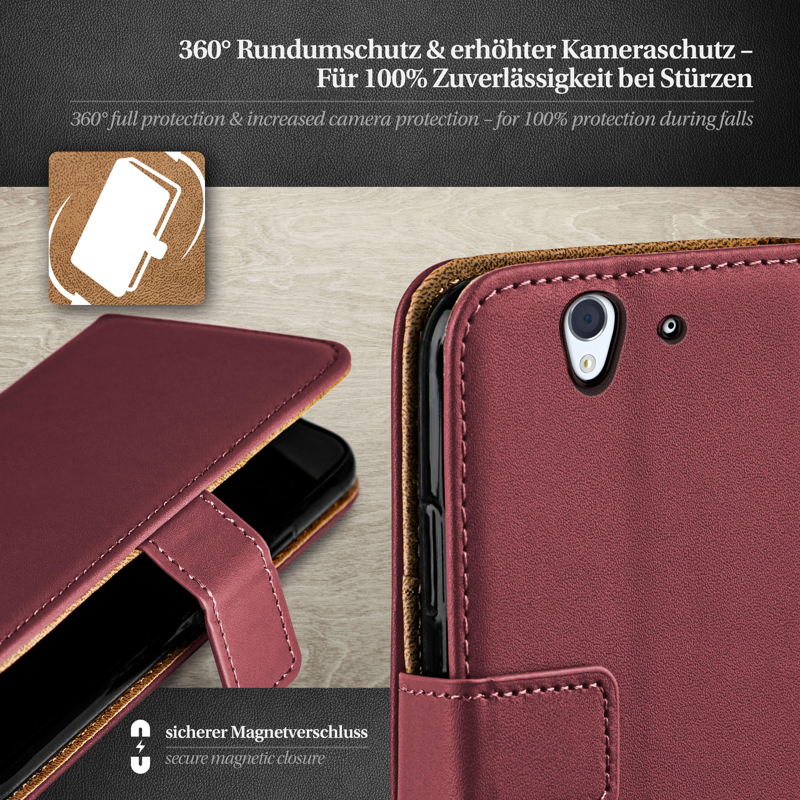 MOEX Book Case, Bookcover, Sony, Z, Xperia Maroon-Red