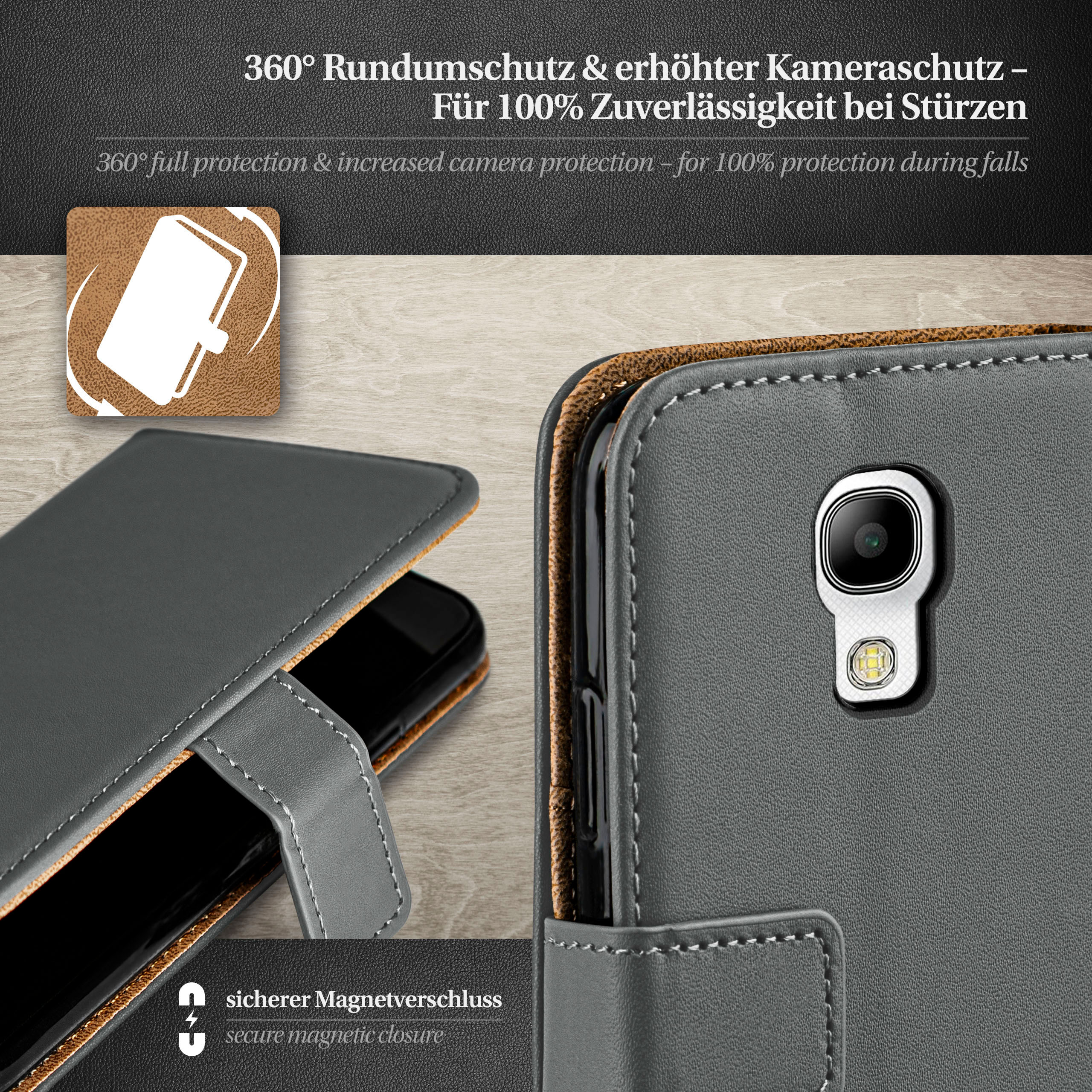 Galaxy Mini, Case, MOEX S4 Bookcover, Anthracite-Gray Book Samsung,