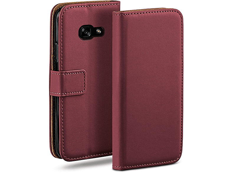 (2017), A5 MOEX Samsung, Maroon-Red Book Bookcover, Galaxy Case,