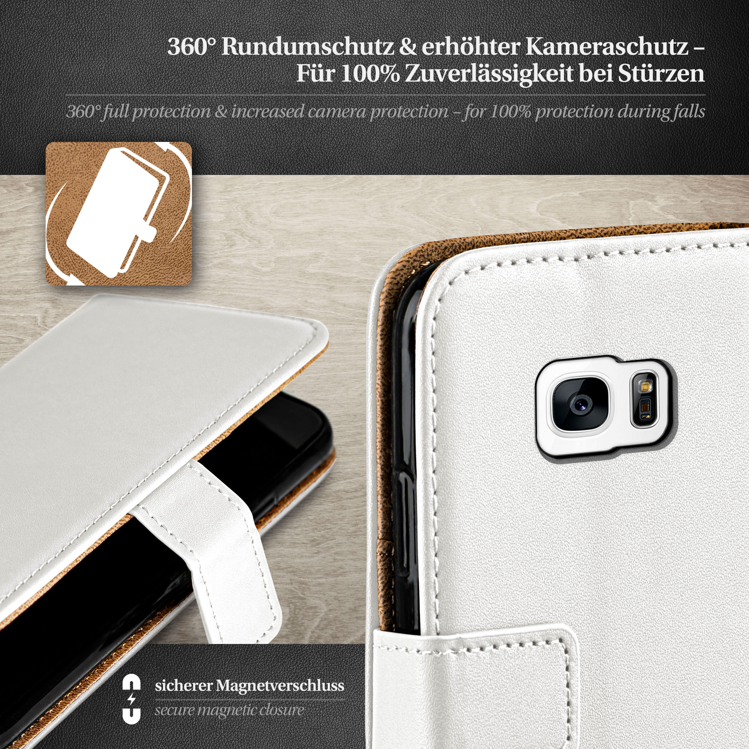 Galaxy S7 Bookcover, Edge, Pearl-White MOEX Book Samsung, Case,