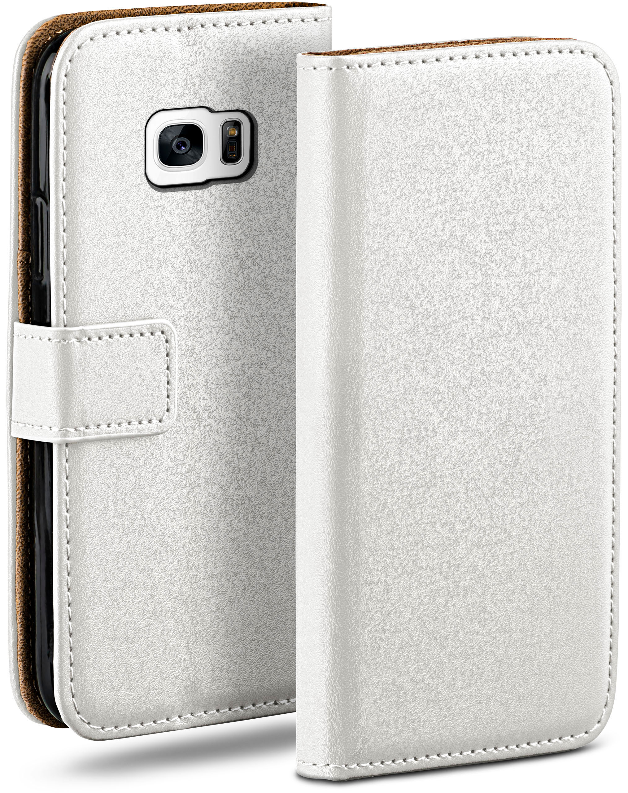 Galaxy S7 Bookcover, Edge, Pearl-White MOEX Book Samsung, Case,