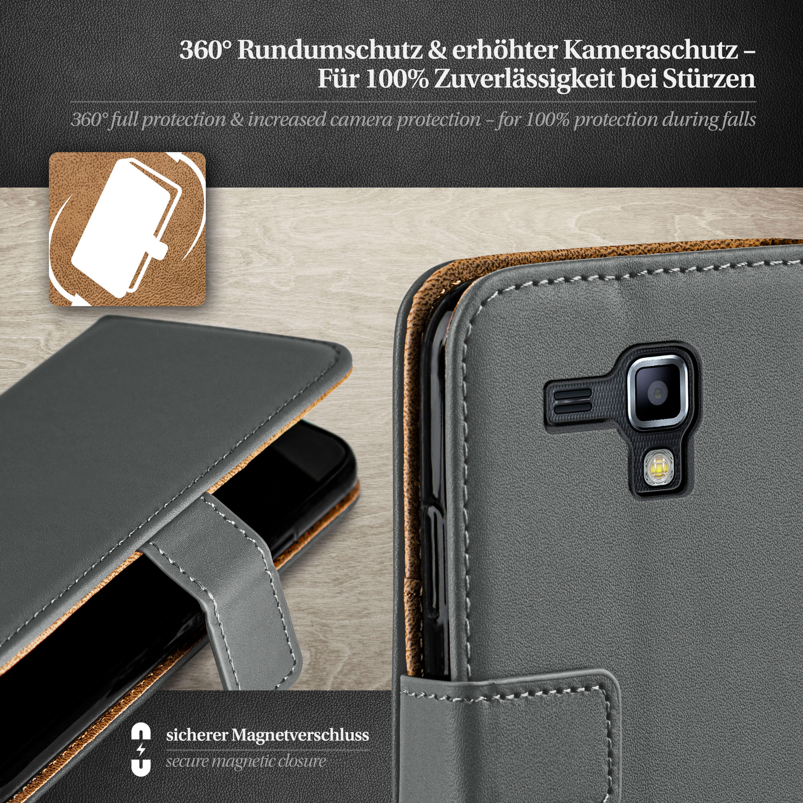 Case, Book Anthracite-Gray S Bookcover, Galaxy MOEX Samsung, Duos 2,