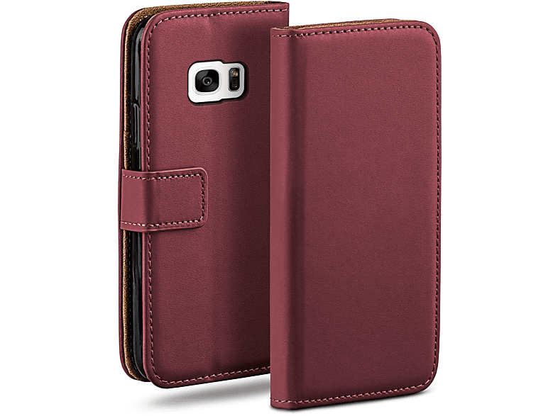 Maroon-Red Bookcover, MOEX Samsung, S7, Case, Galaxy Book