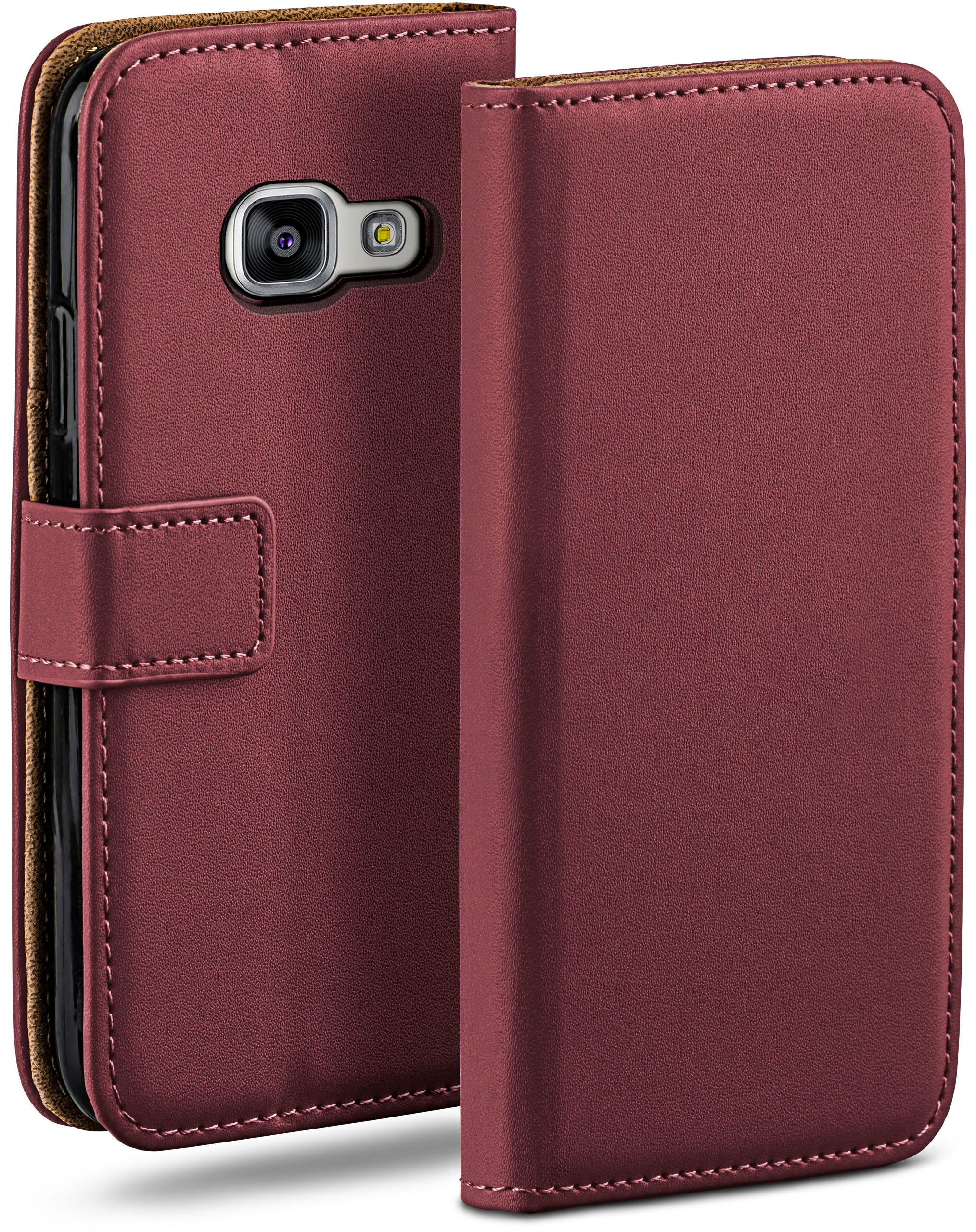 Bookcover, Maroon-Red Book A5 Case, MOEX Samsung, Galaxy (2016),