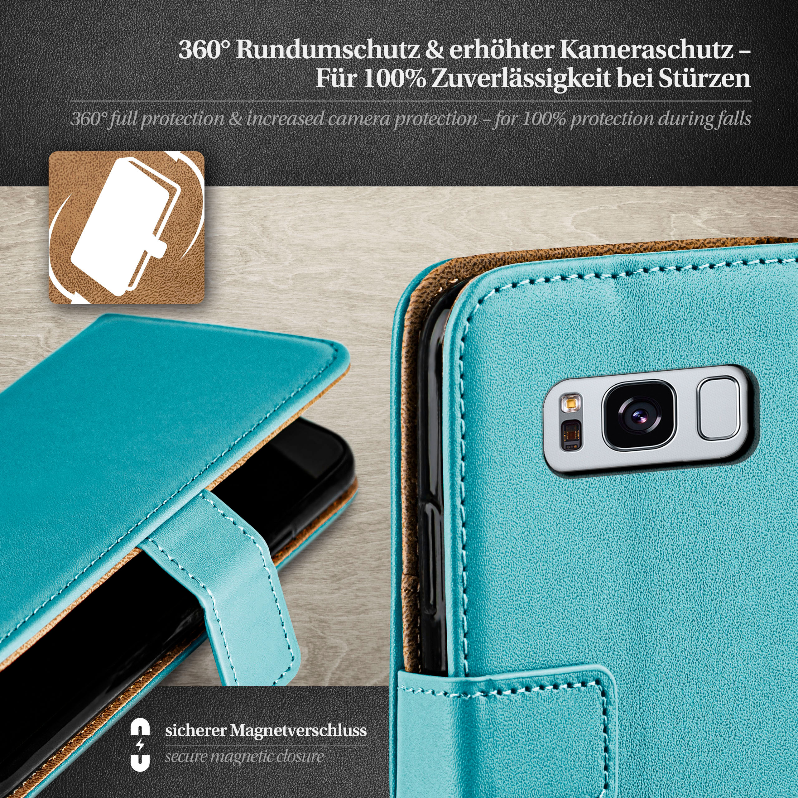 Bookcover, S8 Aqua-Cyan Samsung, Plus, Book Case, MOEX Galaxy