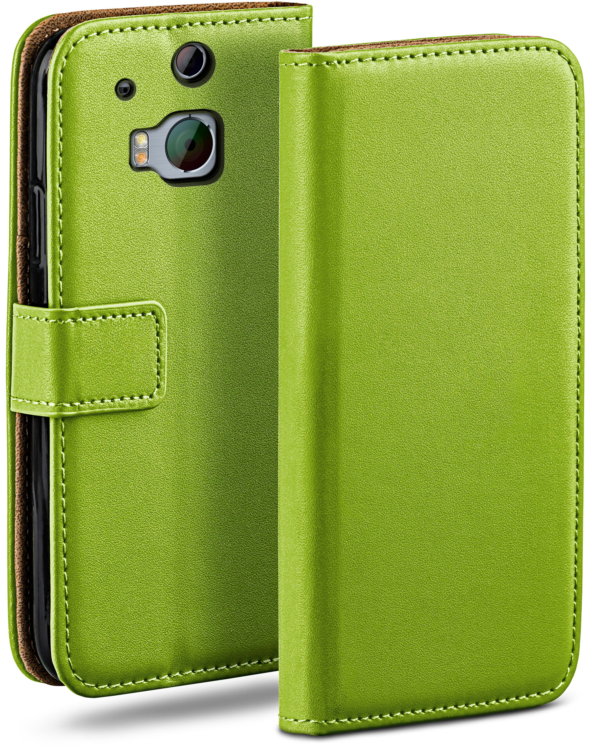 MOEX Book Case, Bookcover, HTC, Lime-Green One M8 M8s, 