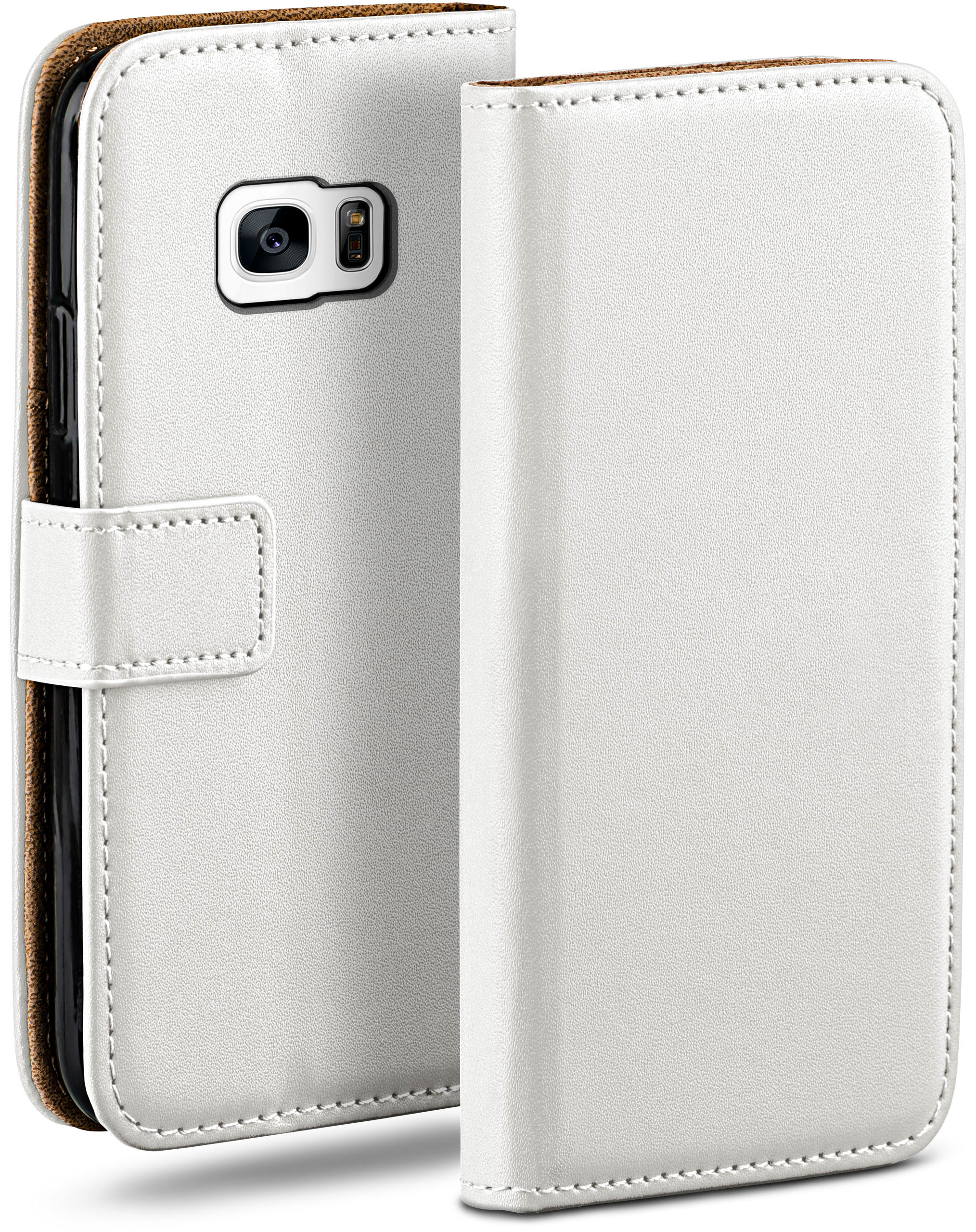 Pearl-White MOEX S7, Bookcover, Galaxy Case, Book Samsung,