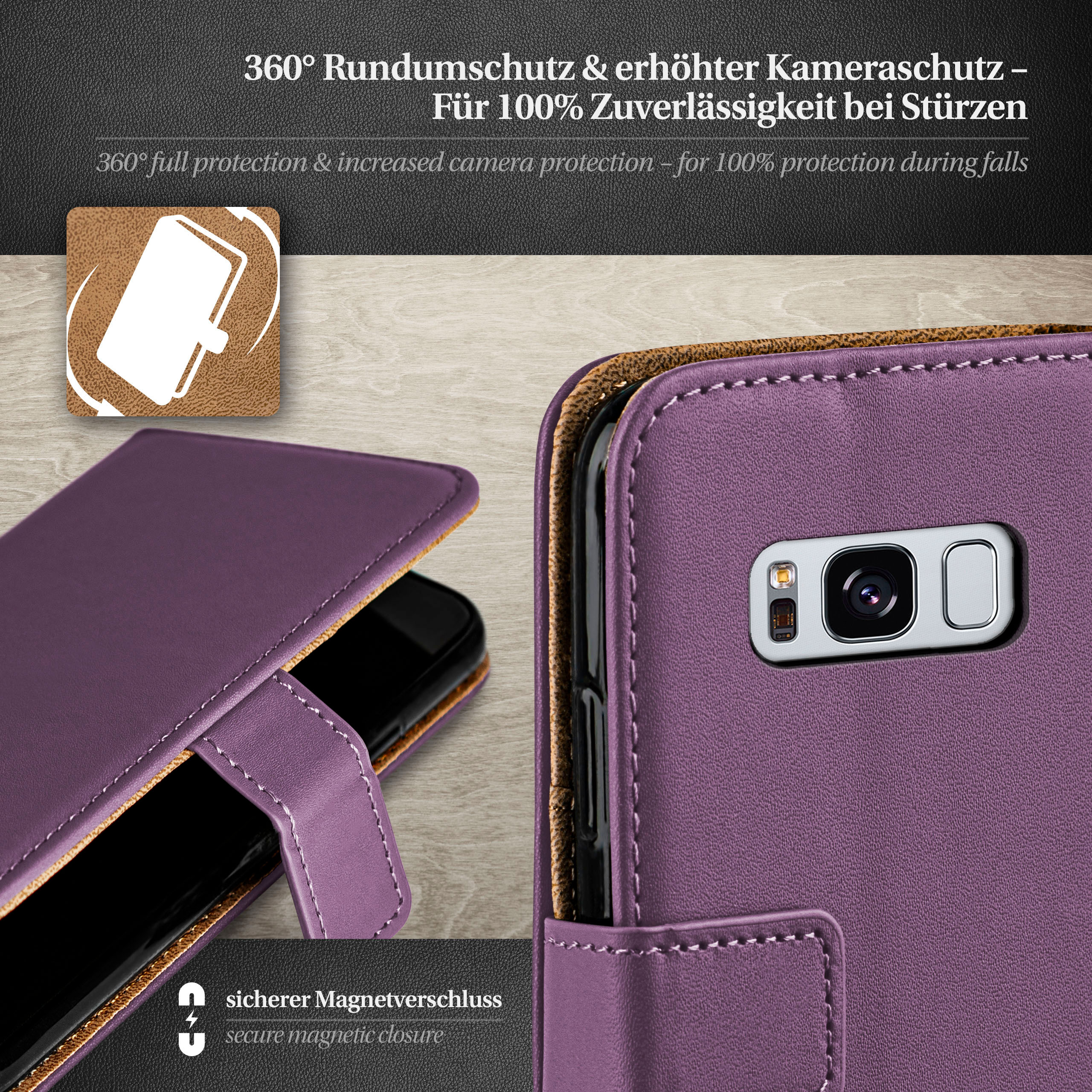 Case, Galaxy S8, Bookcover, Samsung, Indigo-Violet Book MOEX