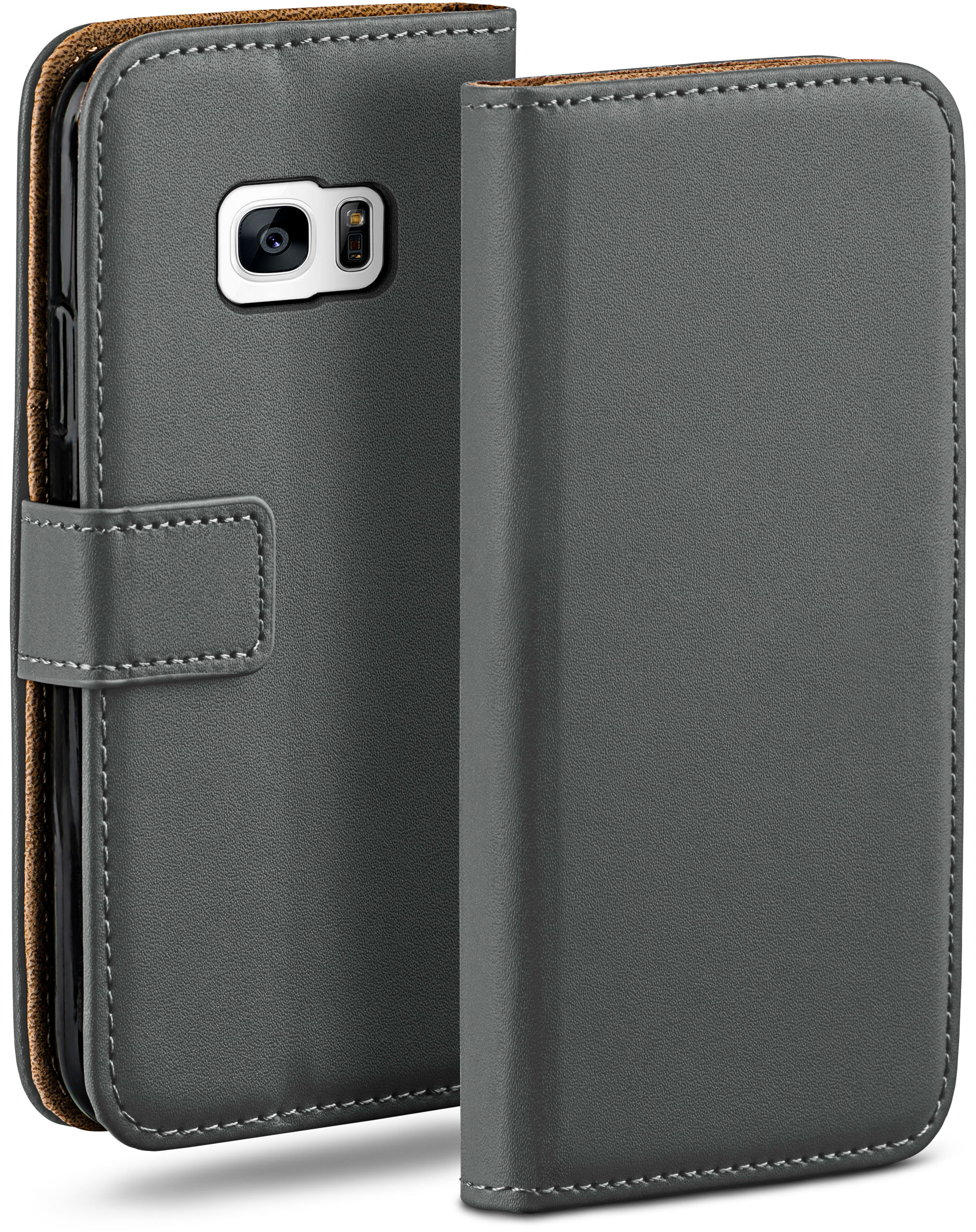 Galaxy Samsung, S7, Book Case, Anthracite-Gray MOEX Bookcover,