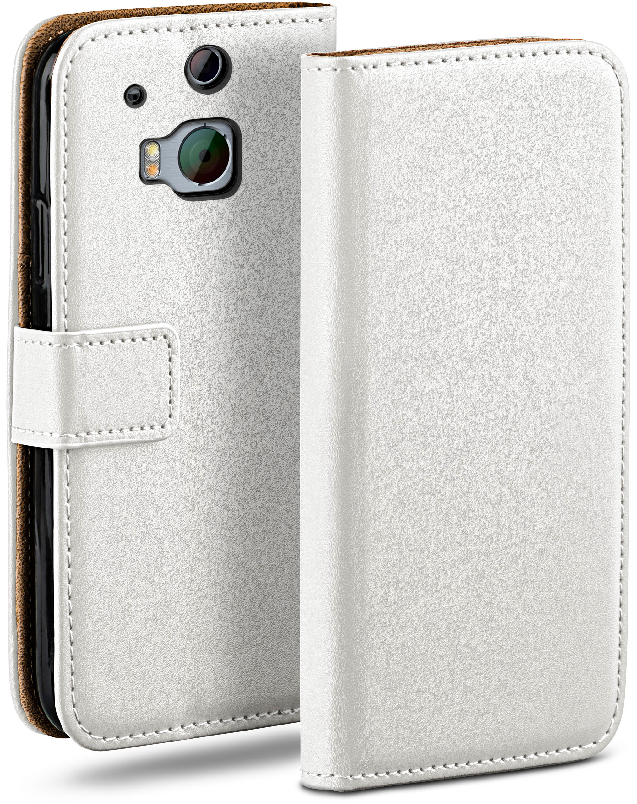 Bookcover, M8s, One M8 Pearl-White Book HTC, MOEX Case, /