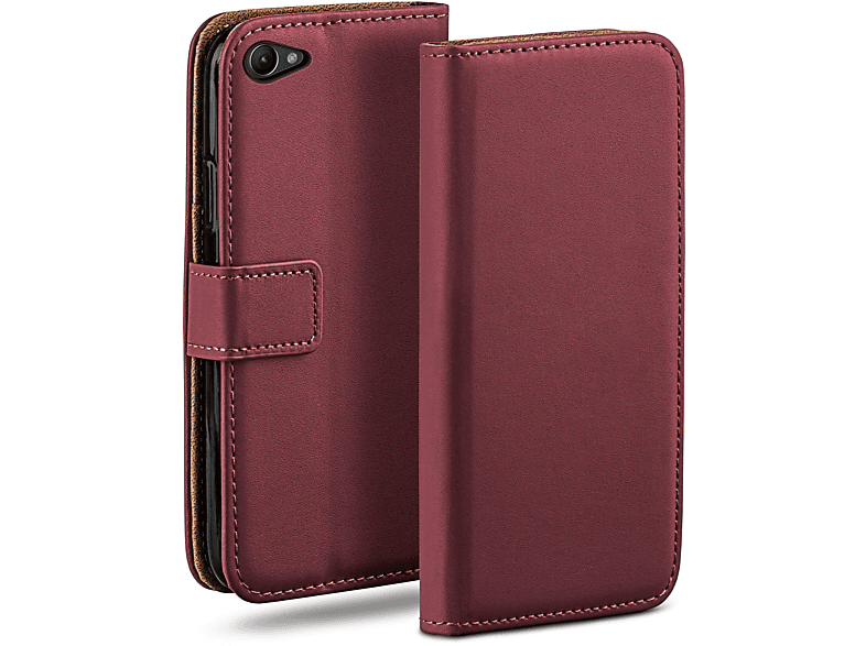 Bookcover, MOEX Z1 Xperia Sony, Compact, Case, Maroon-Red Book