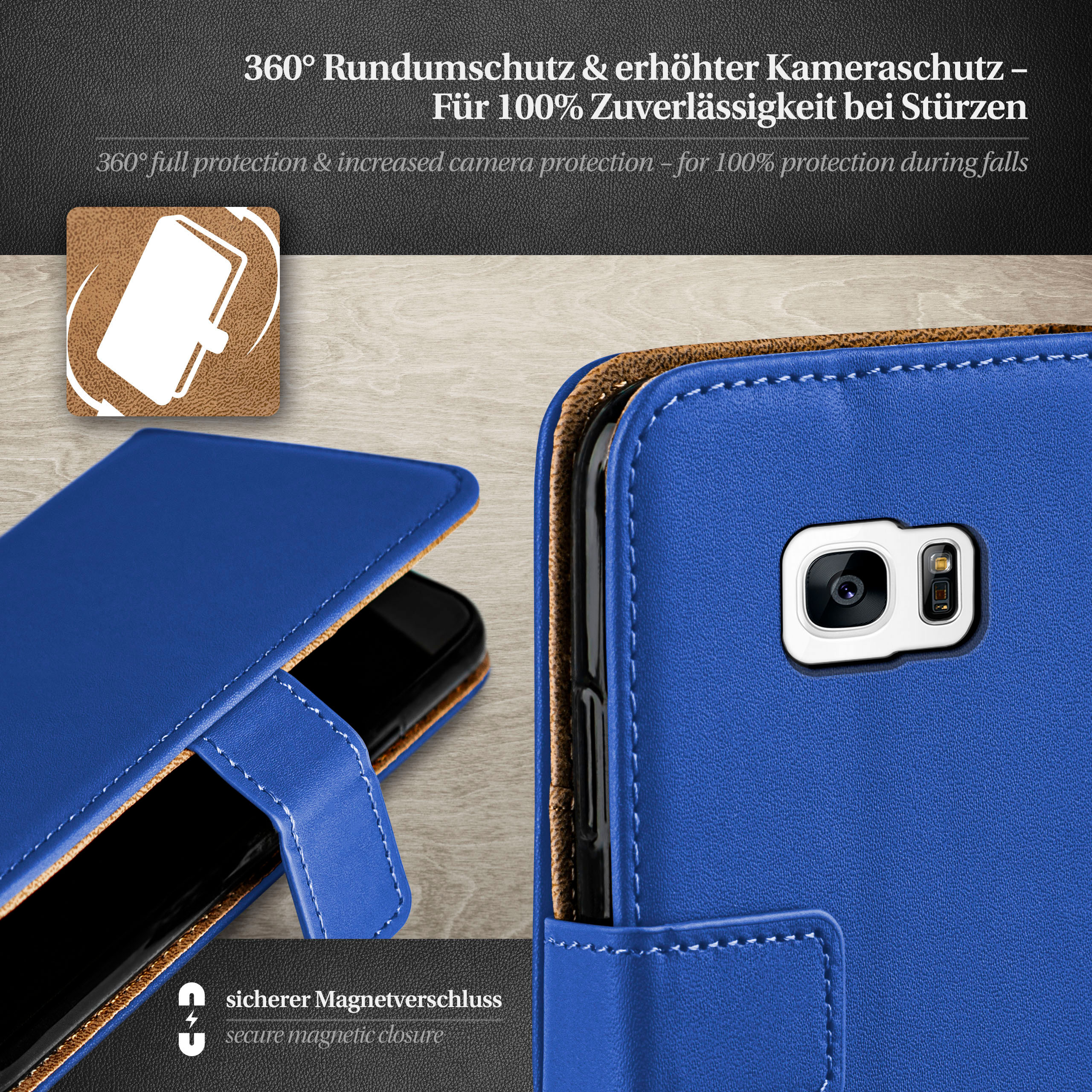 Book S7 Royal-Blue Samsung, Galaxy Case, Edge, MOEX Bookcover,