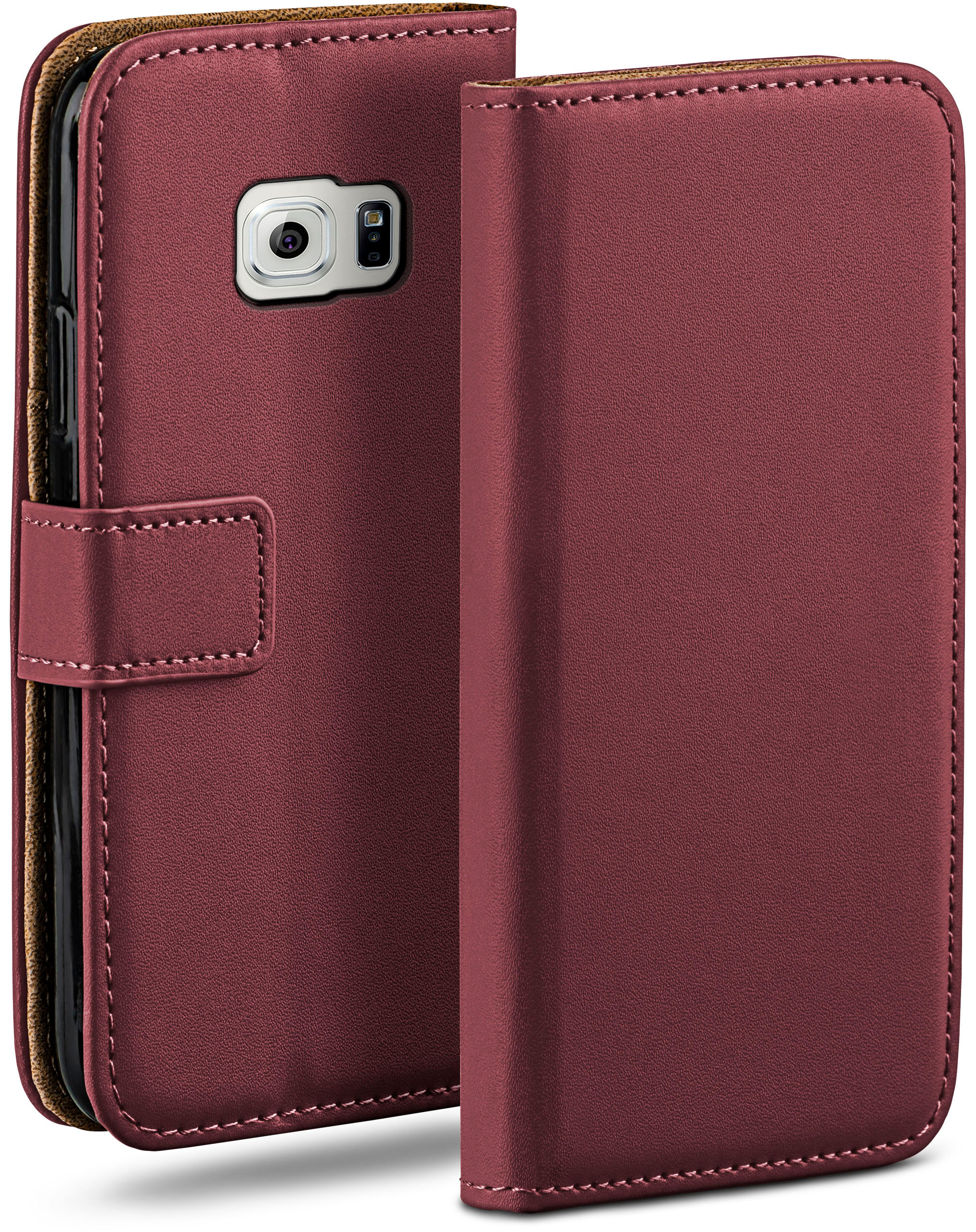 S6, Book Bookcover, Case, Galaxy MOEX Samsung, Maroon-Red