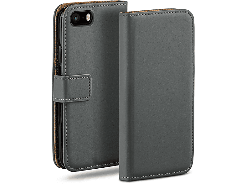 MOEX Book Case, Bookcover, Apple, 5 iPhone (2016), / SE Anthracite-Gray / 5s