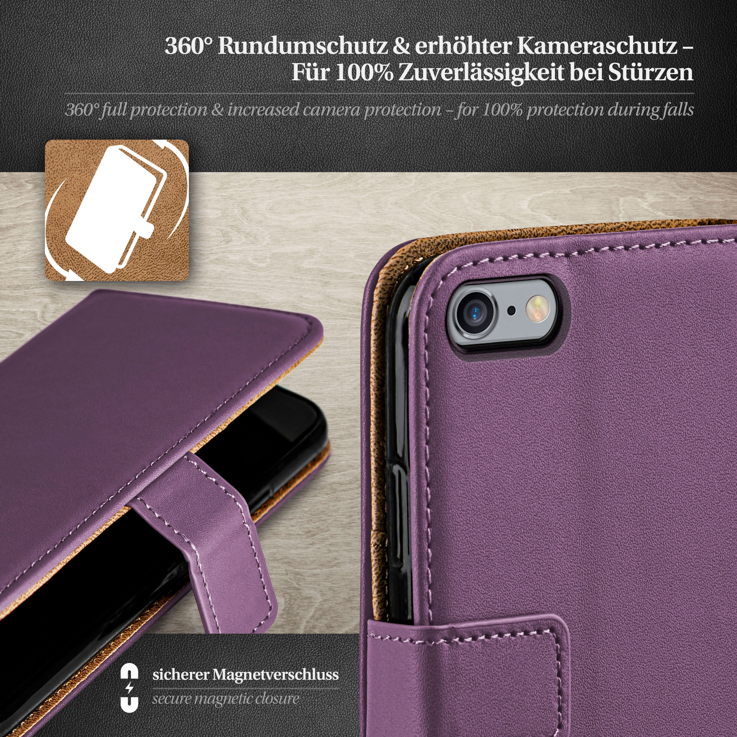 MOEX Book Case, Bookcover, Apple, iPhone 6s 6 Plus, / Plus Indigo-Violet