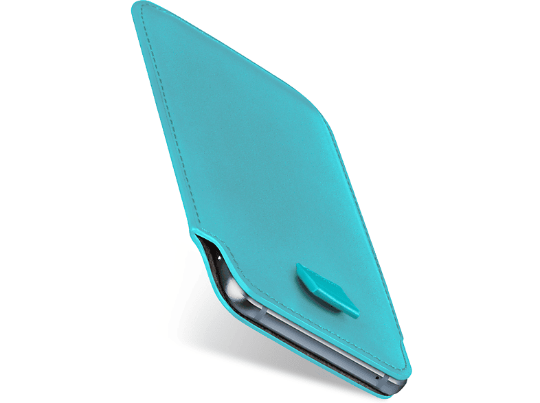 MoEx Slide Case Custodia In Pelle Vegana Per Google Pixel 5, Cover Ultra Sottile Con Protezione 360°, Fondina Con Passante, Colore Ciano - 6