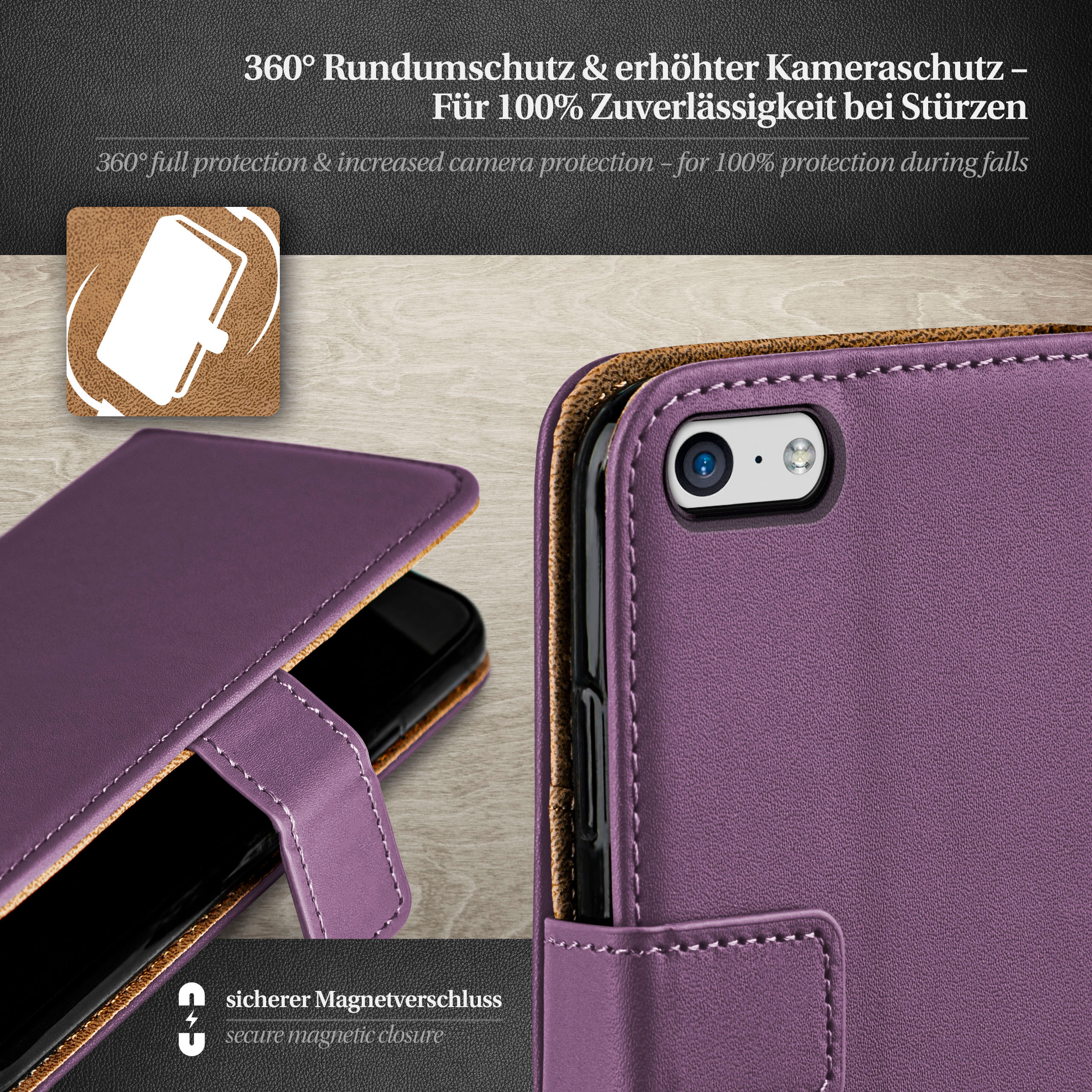 MOEX Book Case, Bookcover, Apple, iPhone Indigo-Violet 5c