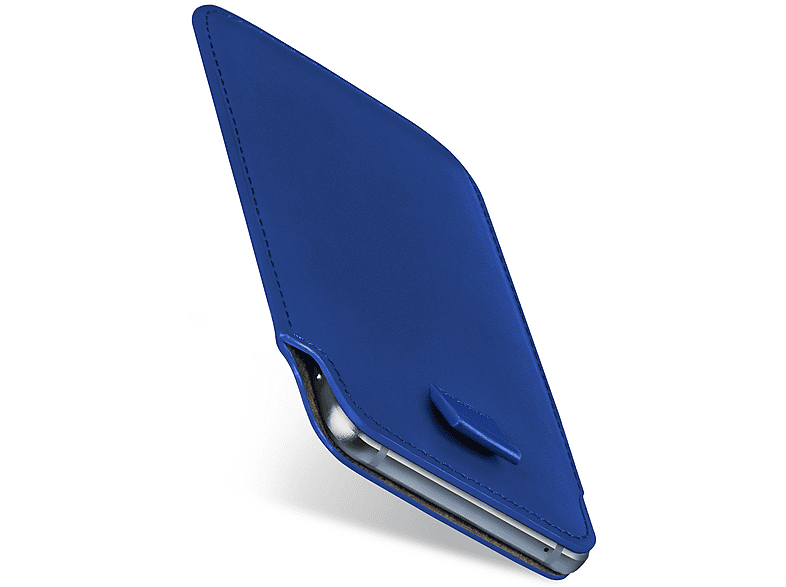 moex Slide Case Custodia a fondina per Samsung Galaxy XCover 5, ultra sottile, in pelle vegana, custodia premium per cellulare, protezione totale a 360 gradi, Marrone - Rosso