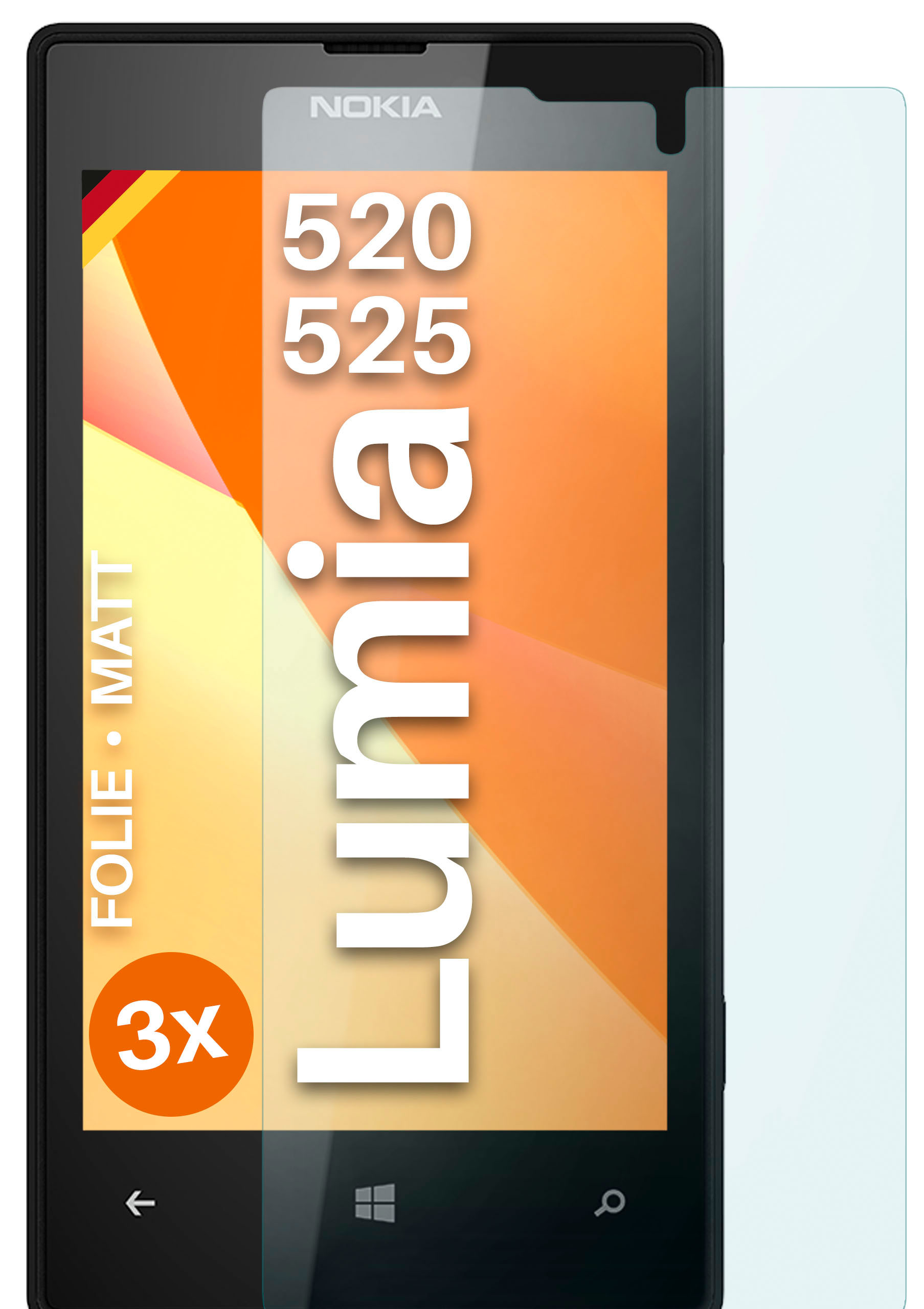 Lumia MOEX Nokia Schutzfolie, Displayschutz(für matt 3x 520/525)