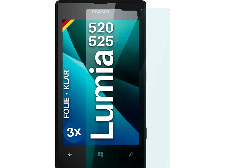 MOEX 3x Schutzfolie, klar Displayschutz(für Nokia 520/525) Lumia