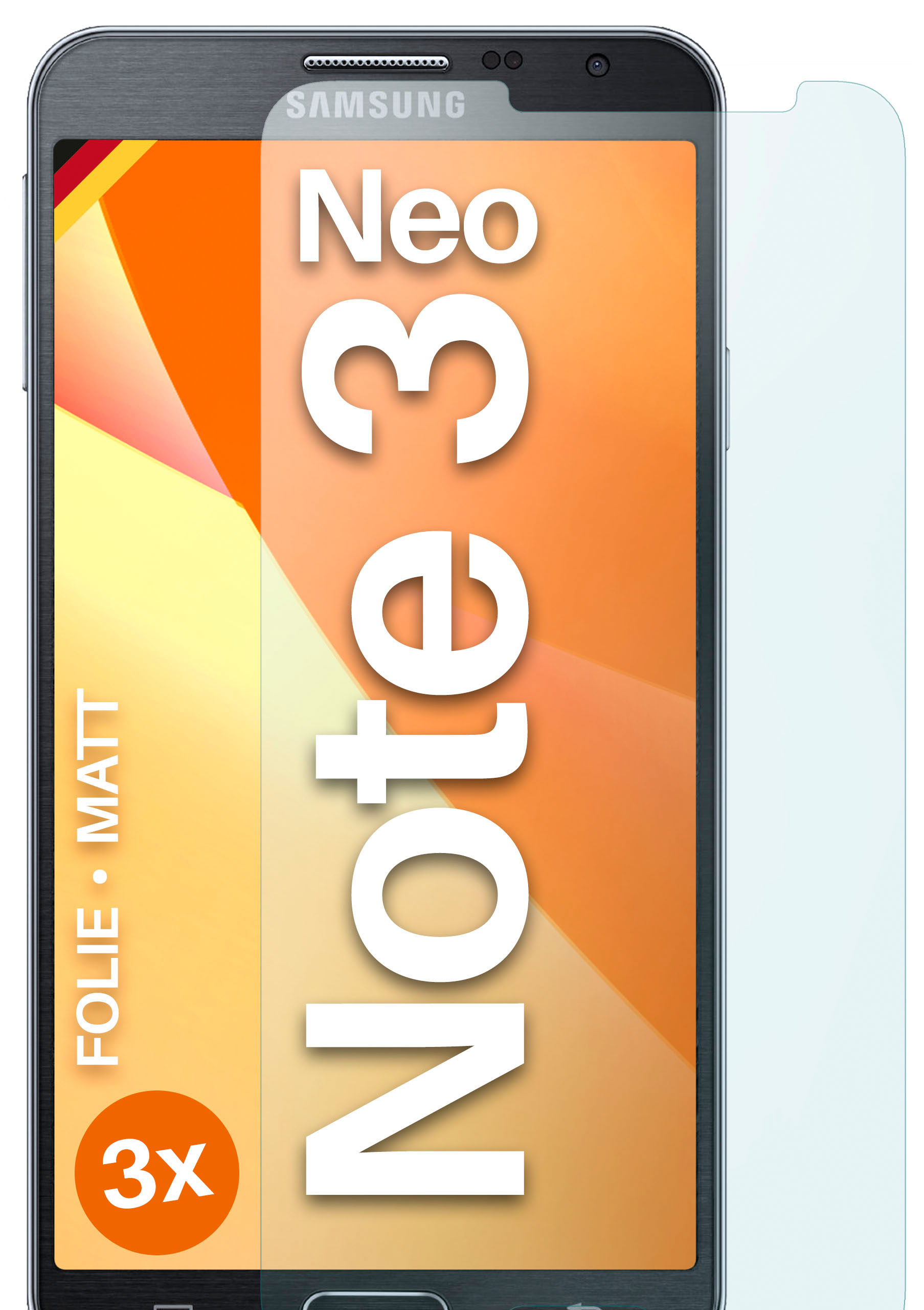 MOEX 3x Schutzfolie, Note Displayschutz(für 3 Samsung Galaxy Neo) matt