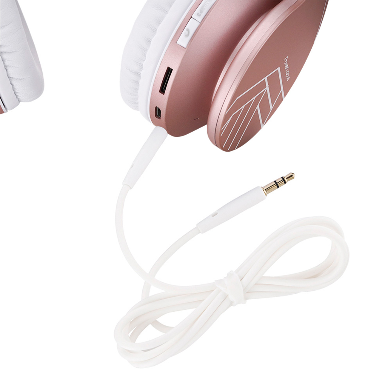 POWERLOCUS P1, Over-ear Gold Kopfhörer Lines Rose Bluetooth collection