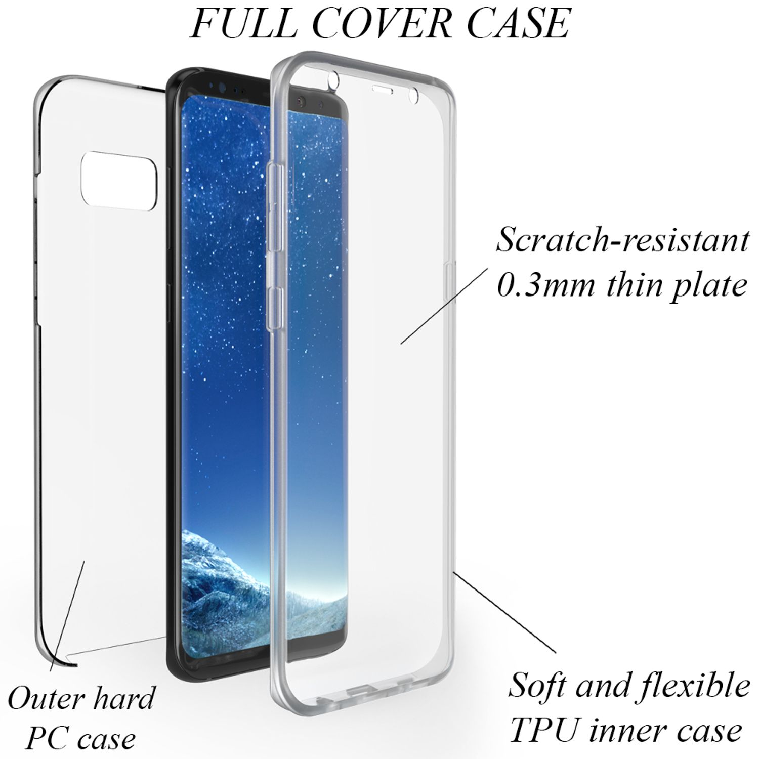 Klare 360 Transparent Backcover, Galaxy Samsung, Grad NALIA Hülle, S8 Plus,