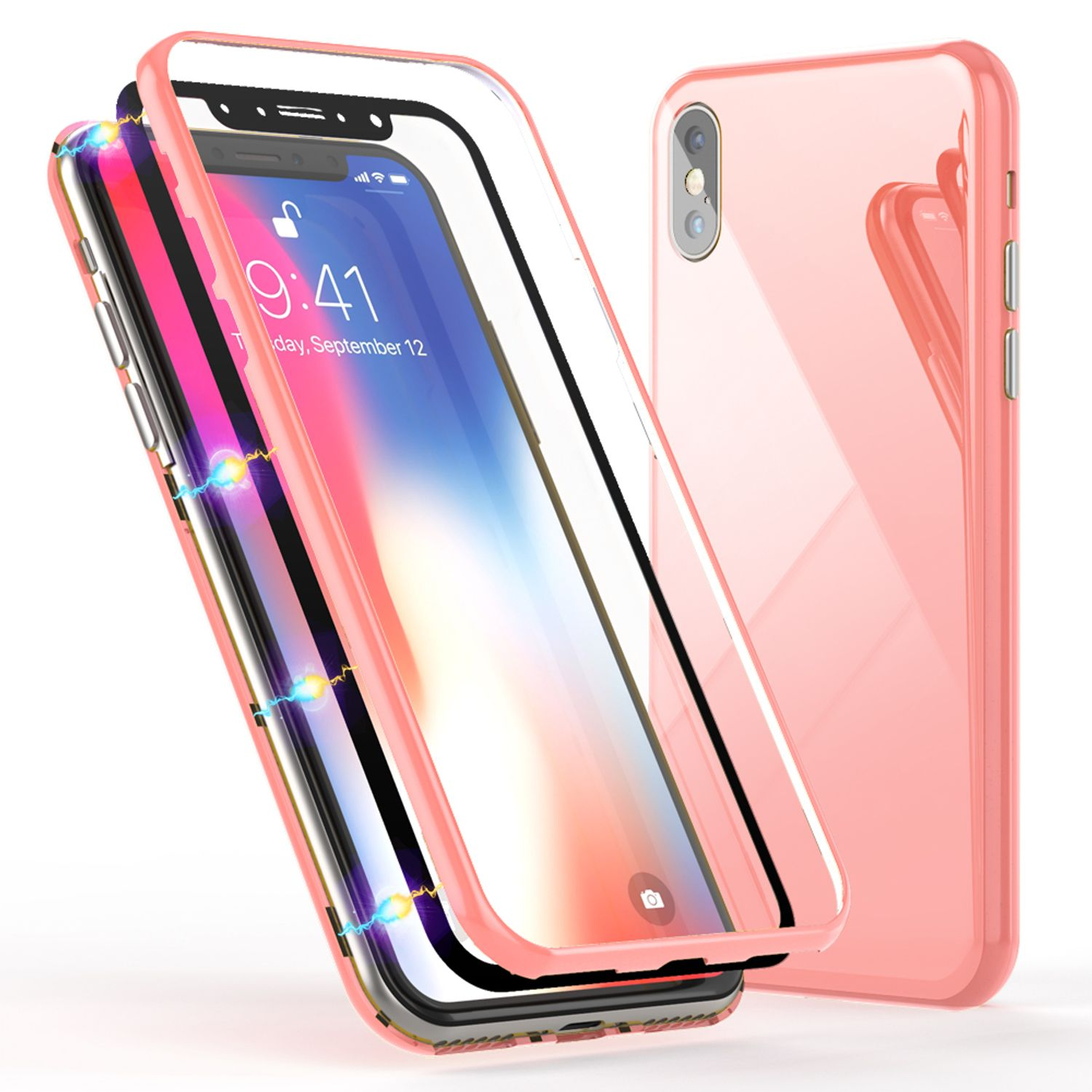 Pinkes Telefon in einer pinken Handyhülle. Die Hülle ist geöffnet.