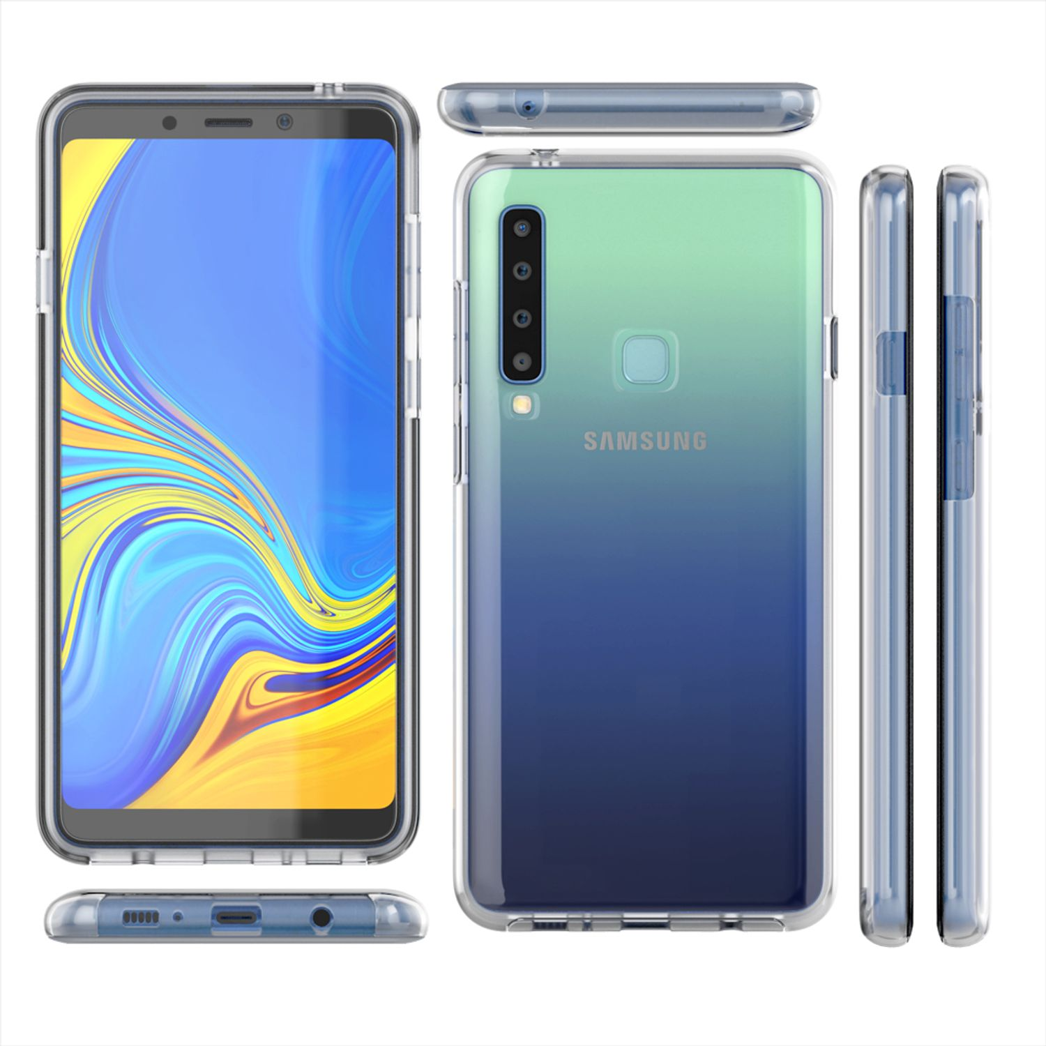 Klare Grad Hülle, Transparent Galaxy 360 Backcover, NALIA (2018), Samsung, A9