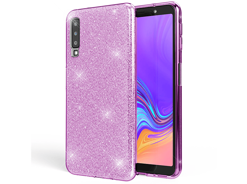 Glitzer A7 Galaxy Samsung, (2018), Lila Backcover, NALIA Hülle,