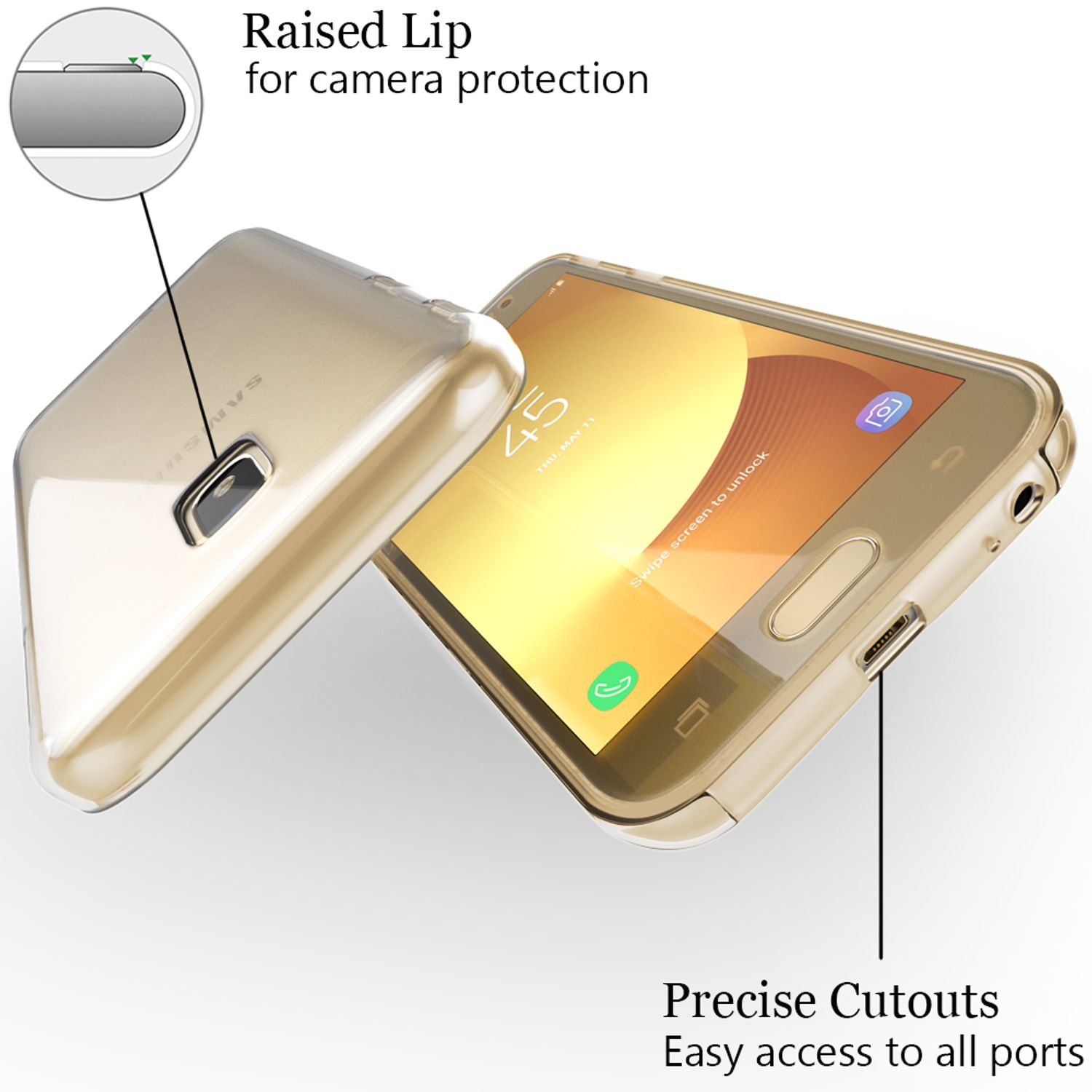 Backcover, 360 (2017), Samsung, Galaxy J5 Hülle, NALIA Grad Klare Gold
