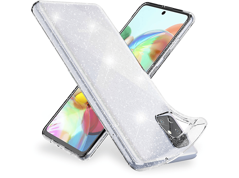 NALIA Klare Glitzer Silikon Hülle, Backcover, Samsung, Galaxy A71