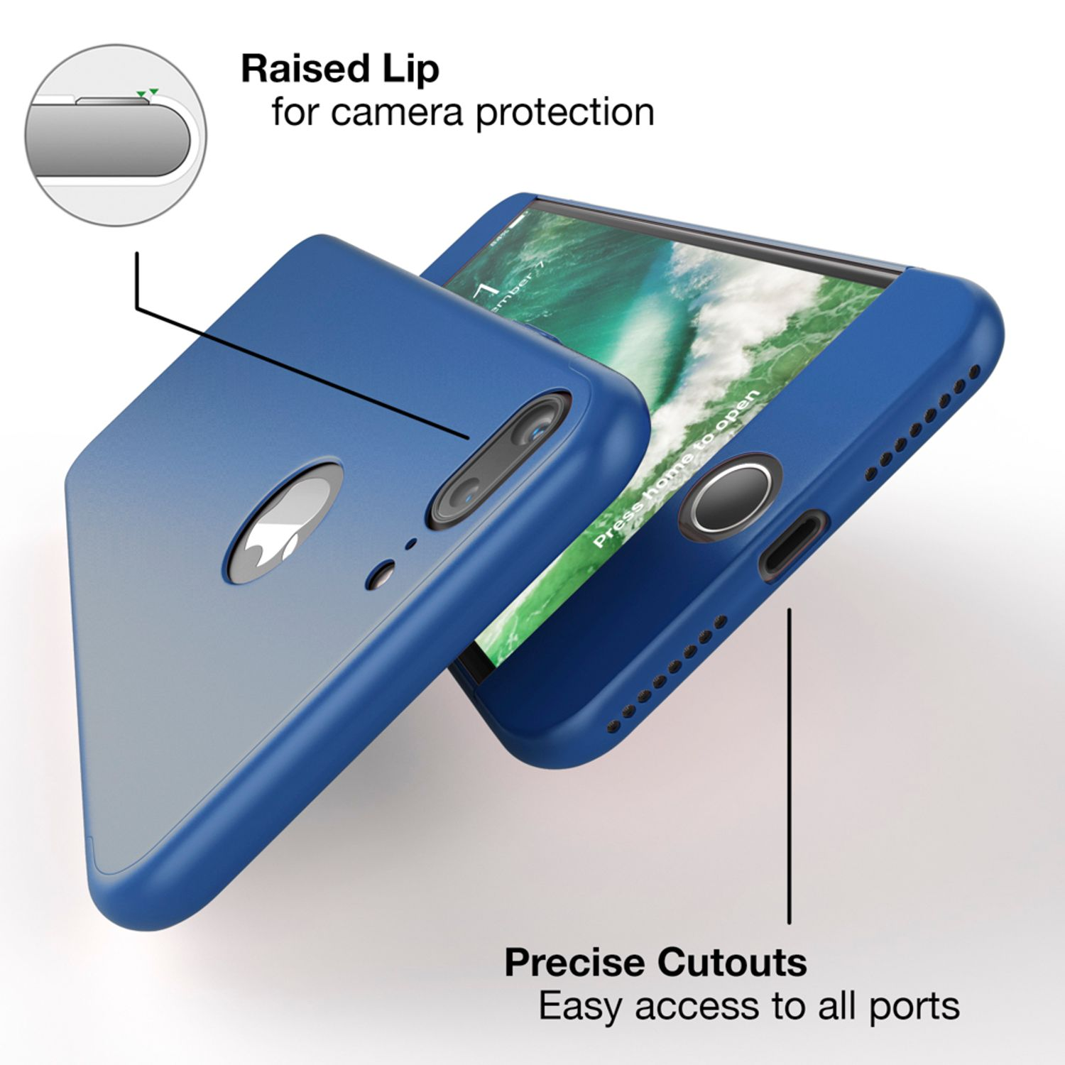 NALIA 360 Grad Backcover, 7 Plus, Apple, Blau iPhone Hülle