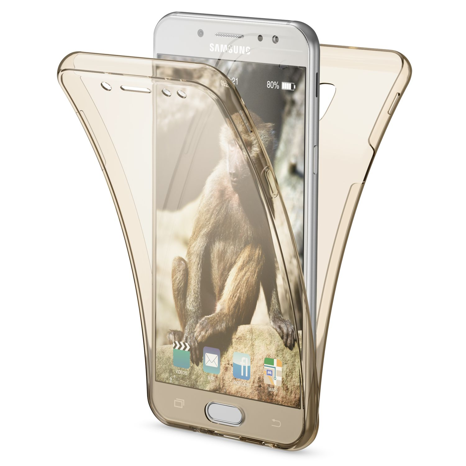 NALIA Klare 360 Grad Silikon Backcover, J5 Galaxy (2017), Samsung, Gold Hülle