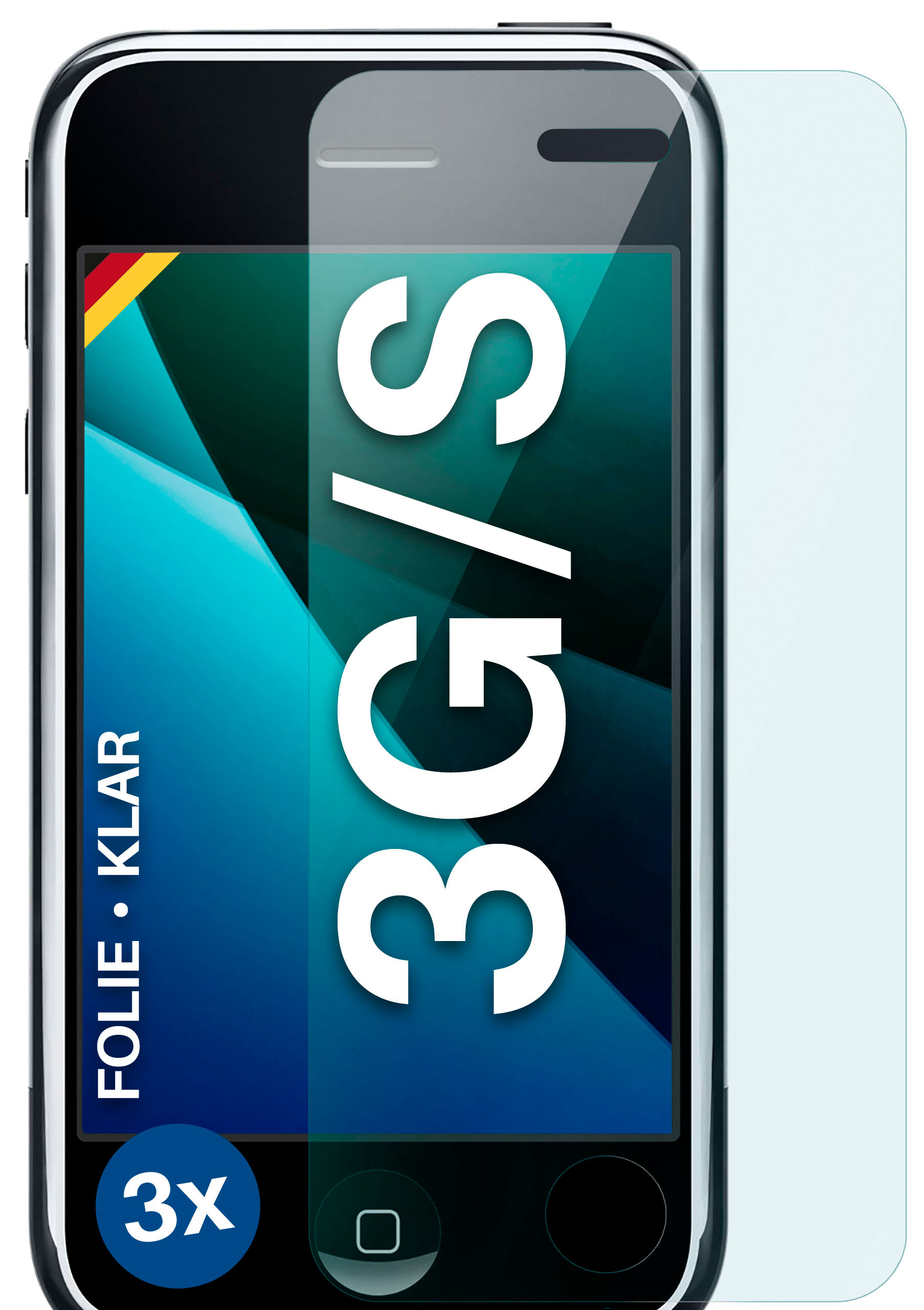 iPhone MOEX iPhone Schutzfolie, Displayschutz(für / 3G) klar 3x 3GS Apple