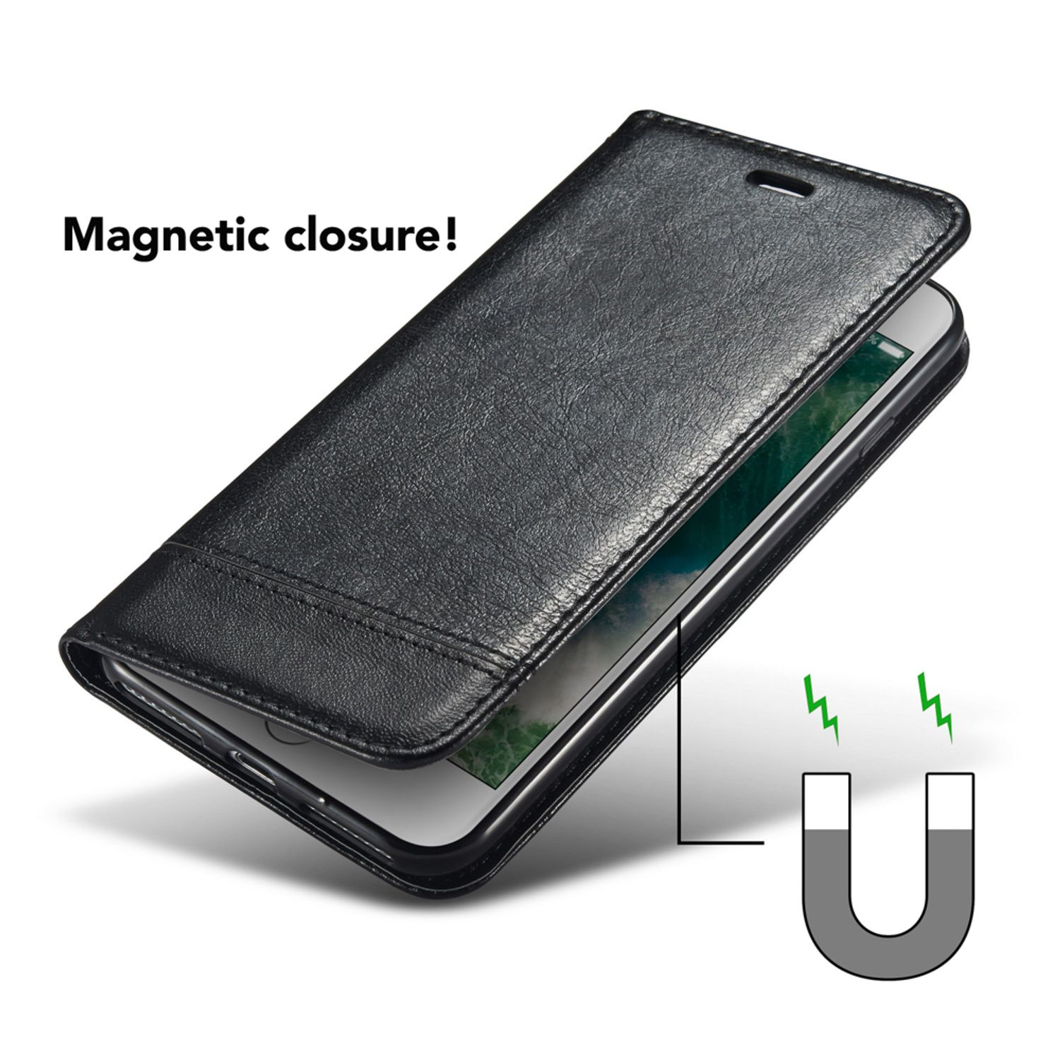 Flip iPhone Magnetverschluss, Schwarz Klapphülle Max, XS Flip Cover, NALIA Case mit Apple,