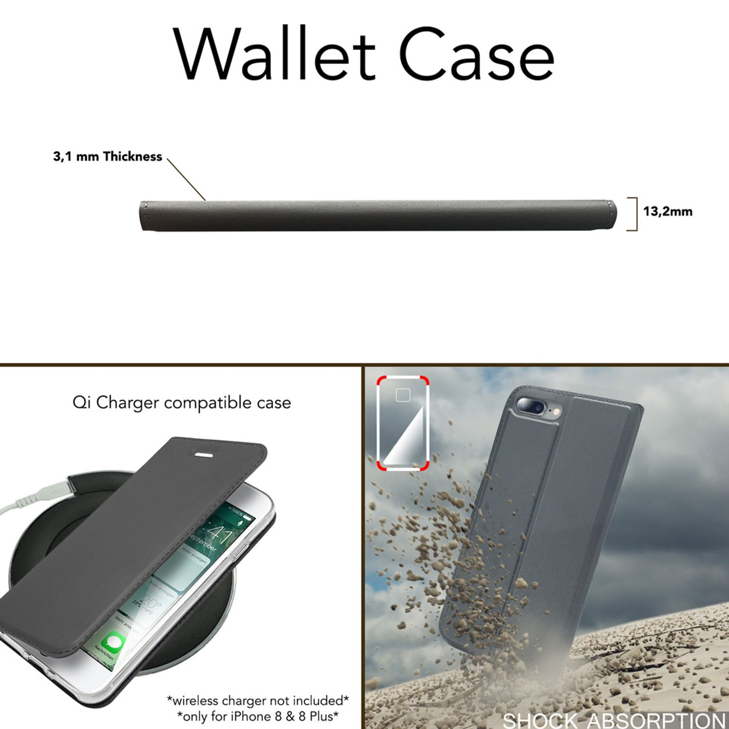 NALIA Flip Case Plus iPhone iPhone verfügbar Magnetverschluss, Flip 7 Plus, 8 Cover, Nicht mit Apple, Klapphülle