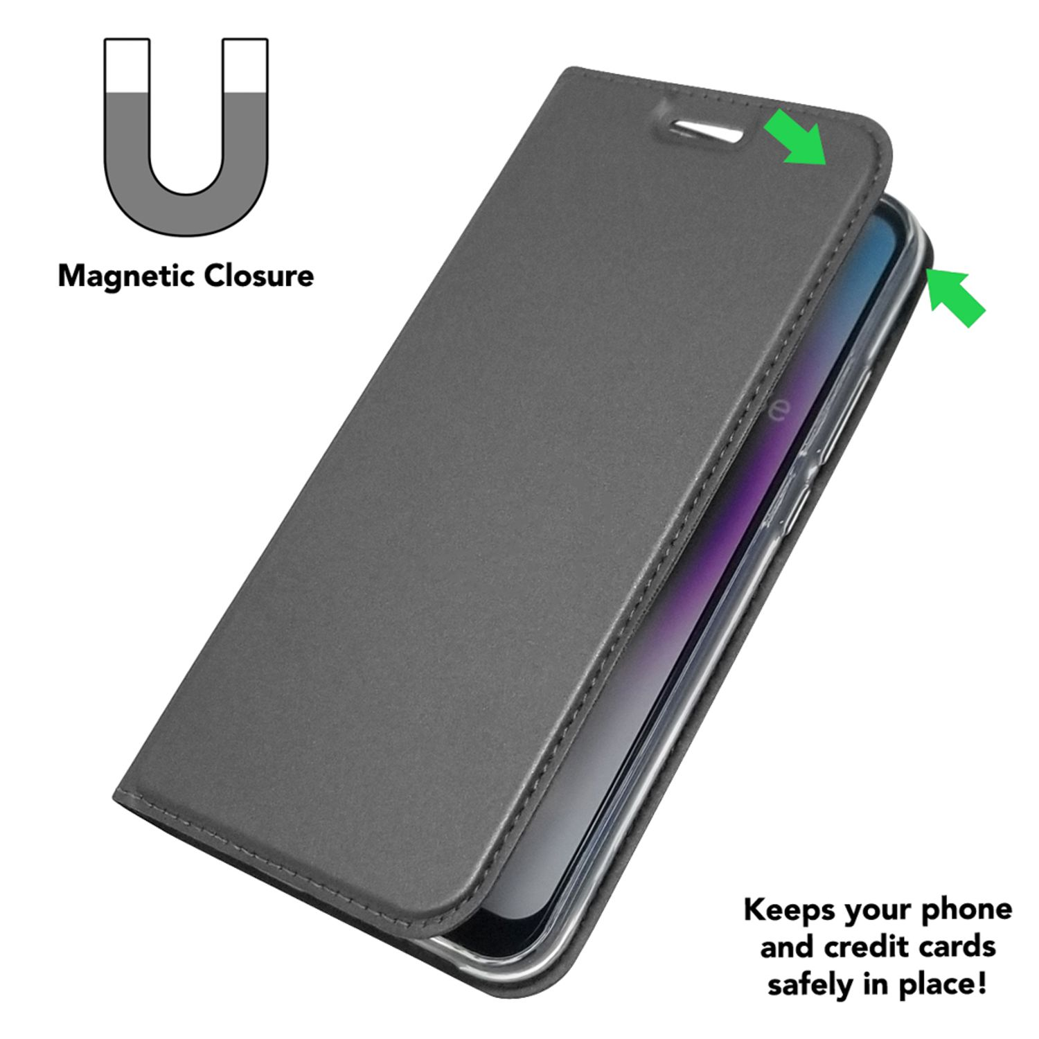 Flip P20 Magnetverschluss, Klapphülle Case Huawei, Schwarz NALIA Cover, Lite, mit Flip