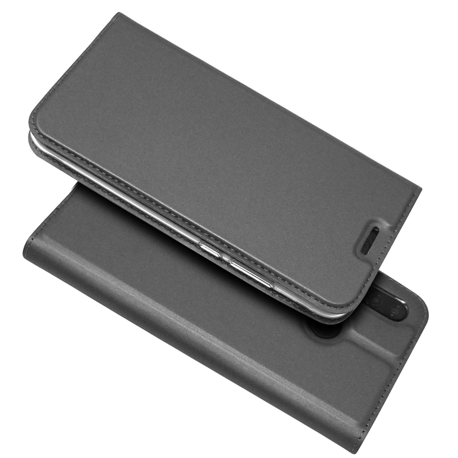 Schwarz Flip Magnetverschluss, Lite, NALIA Flip Case mit Cover, Klapphülle Huawei, P20