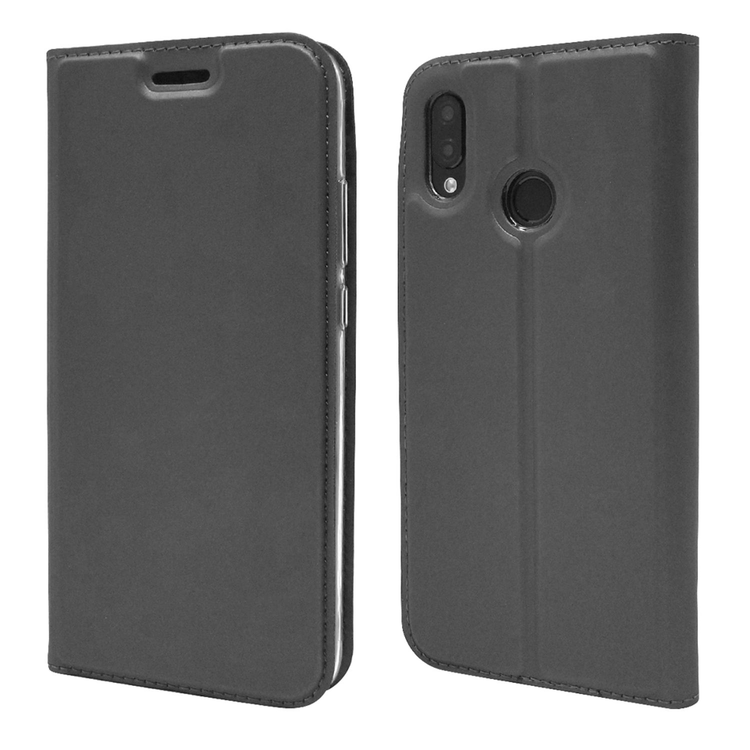 NALIA Flip Case Klapphülle mit Huawei, P20 Schwarz Cover, Lite, Magnetverschluss, Flip