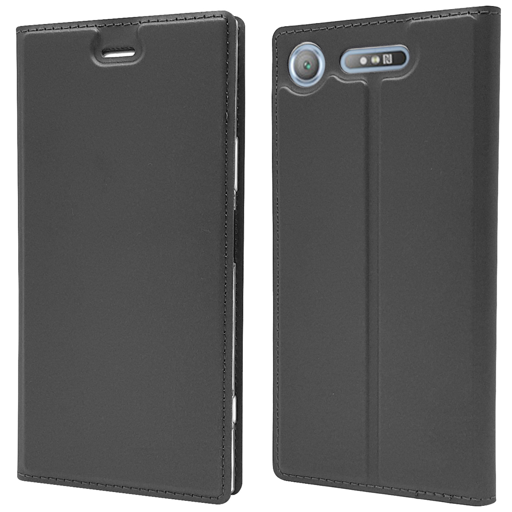 NALIA Flip Flip Xperia XZ1, Schwarz Sony, Klapphülle Magnetverschluss, mit Cover, Case